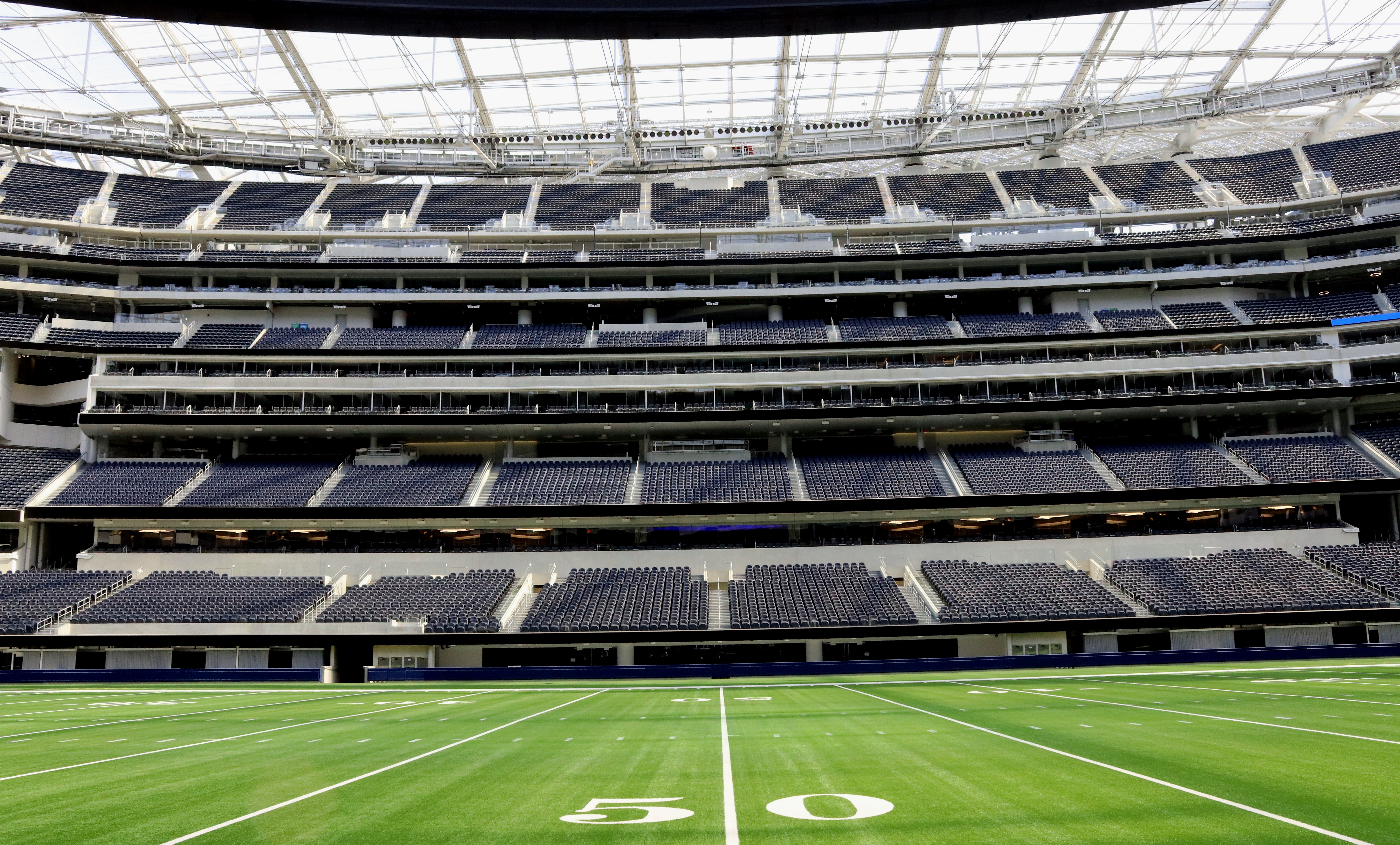 SoFi Stadium field view from the 50-yard line