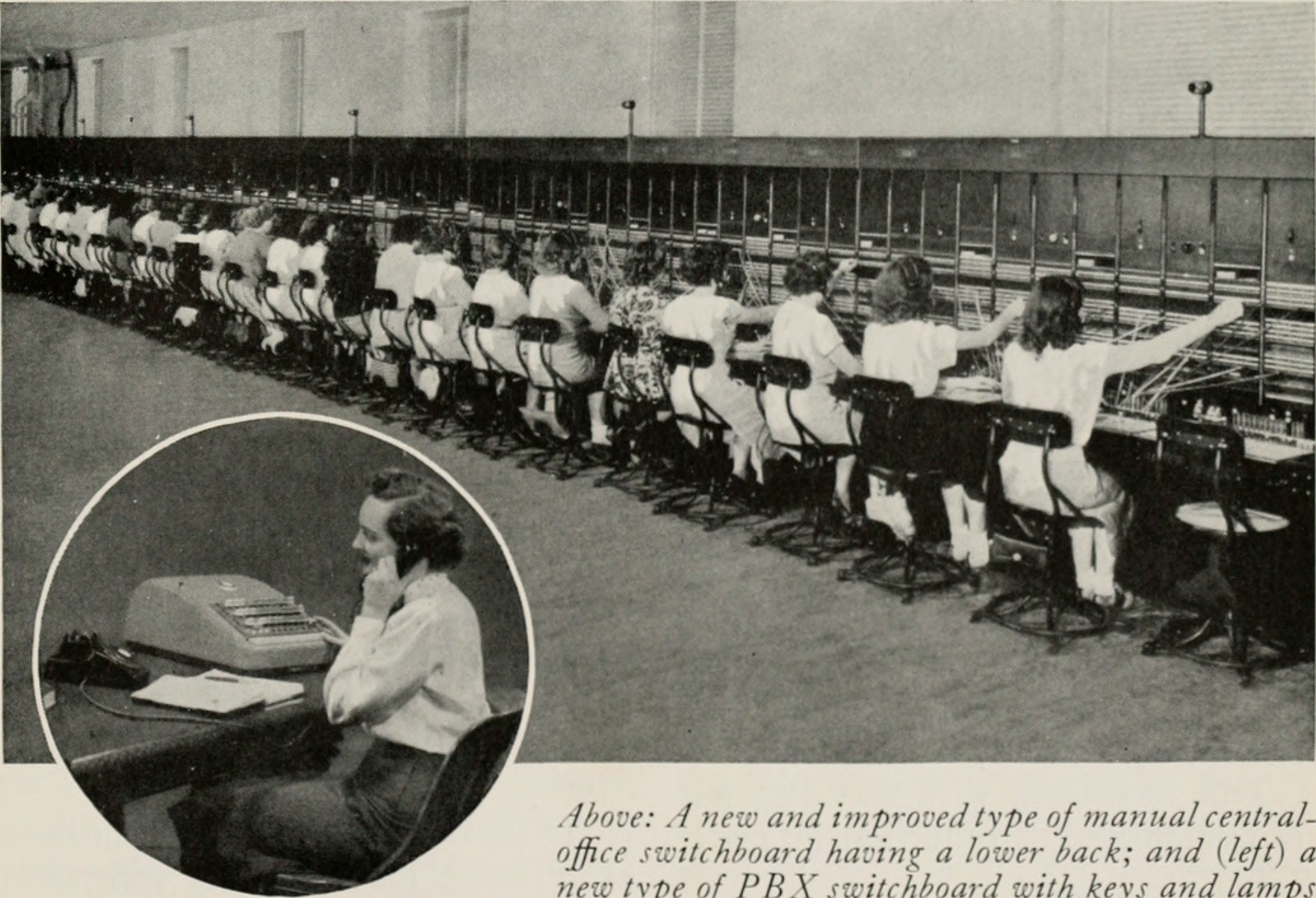 A mid-century telephone magazine page about office communication