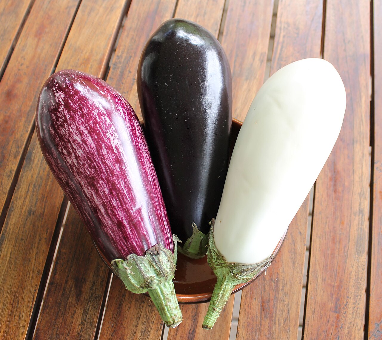 Assorted eggplant varieties in different shapes and colors