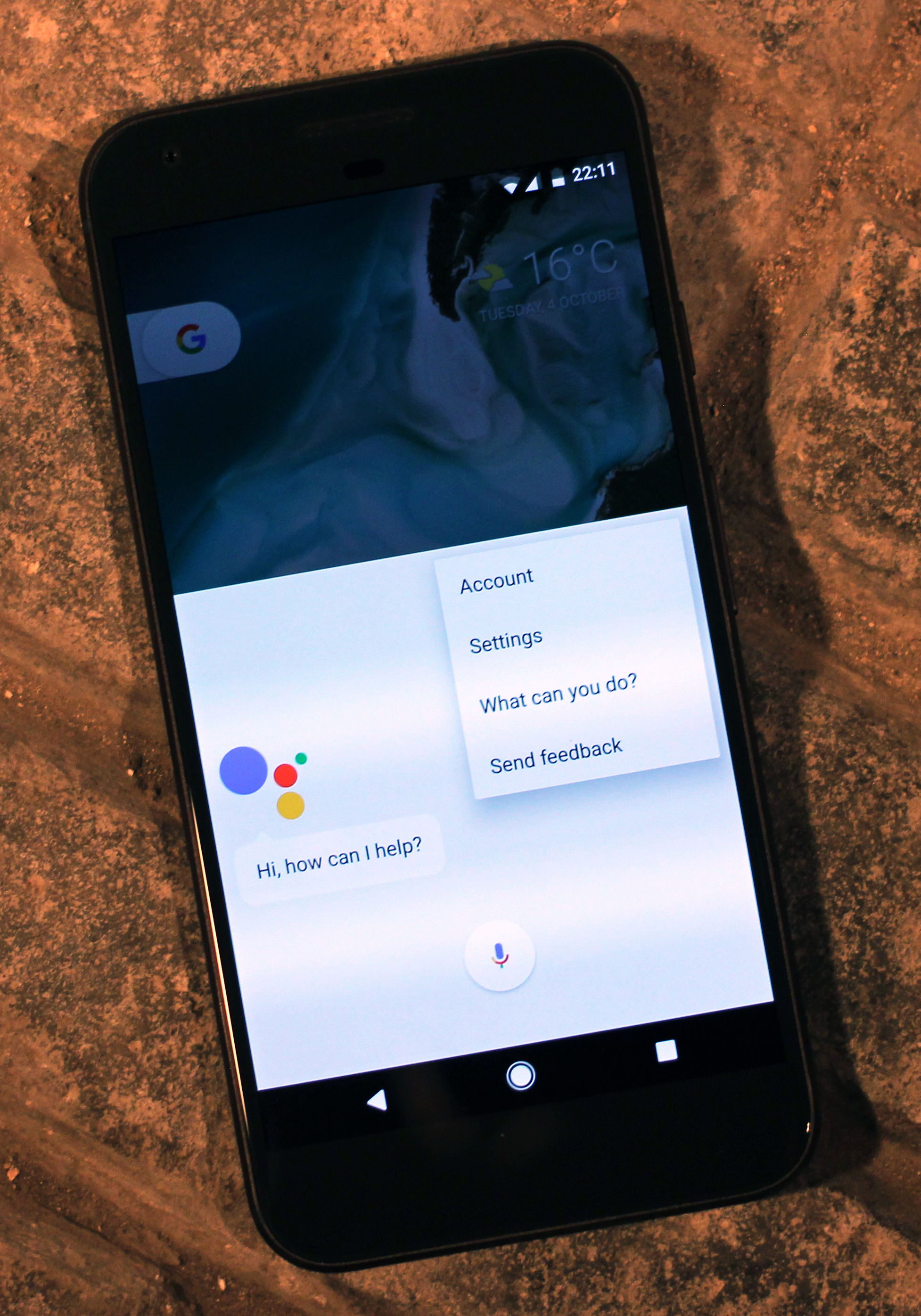 Google Assistant on a Google Pixel XL, an early example of Google's phone-first account experience
