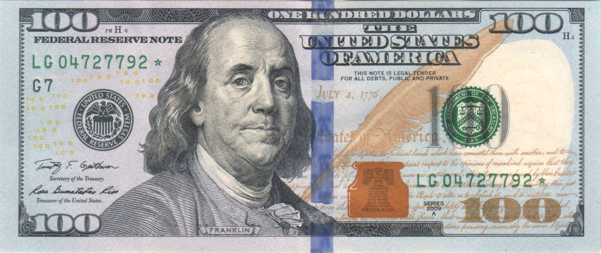 A $100 United States banknote, a file photo illustrating money and benefits