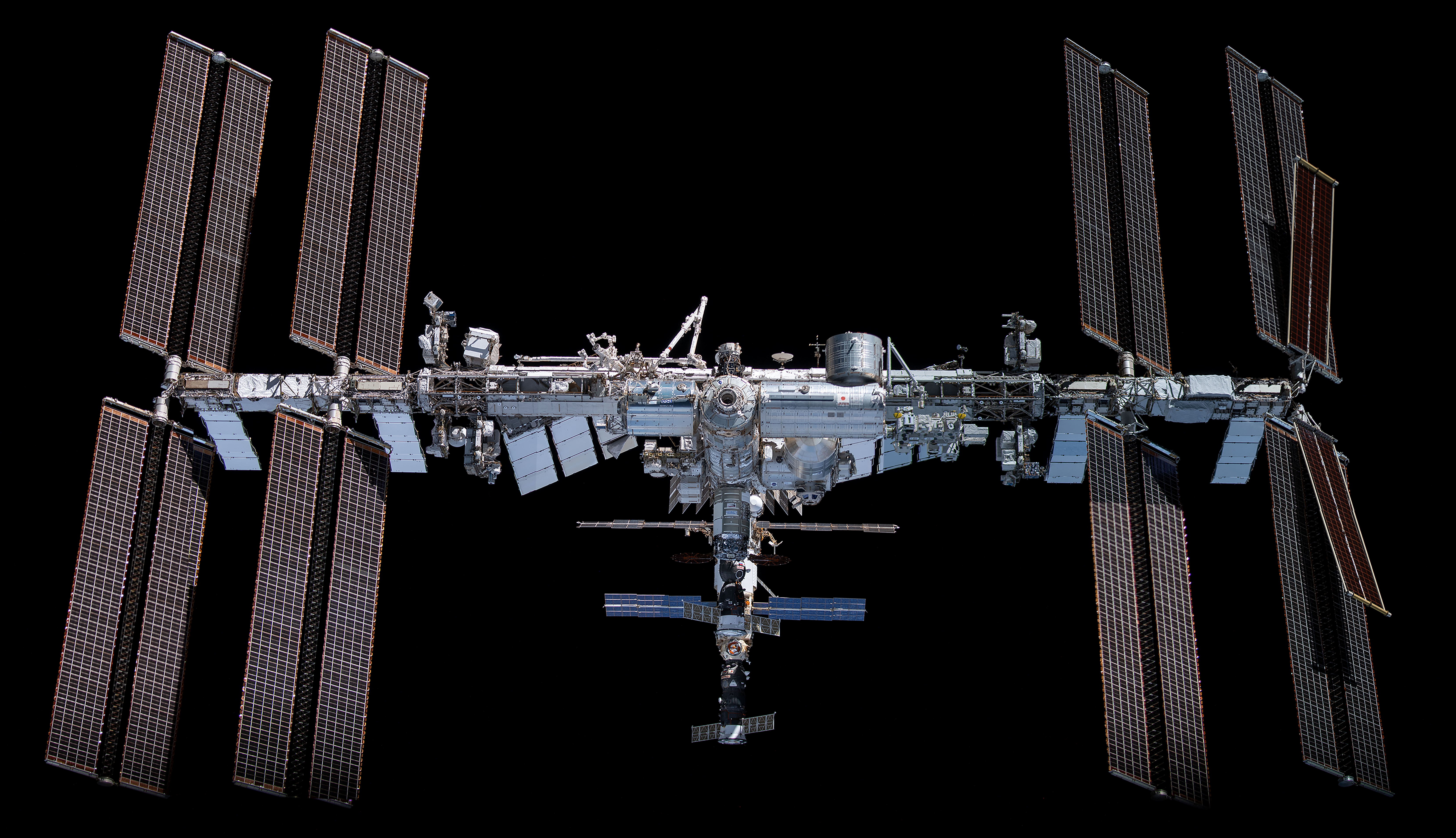 The International Space Station as seen from a SpaceX Crew Dragon craft