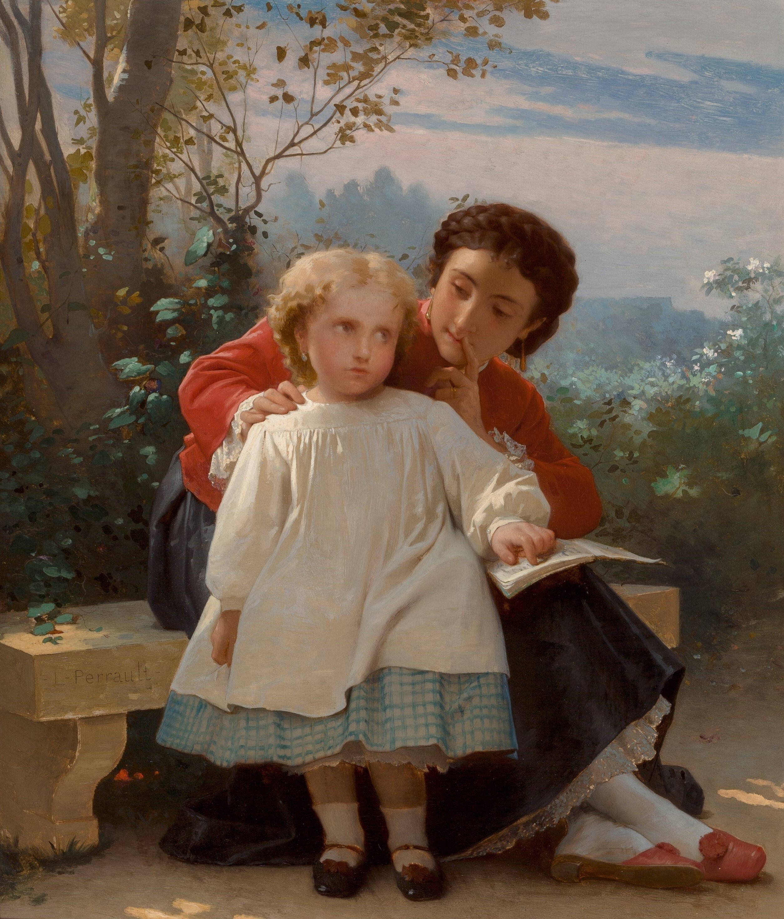 A 19th century painting of a reading lesson