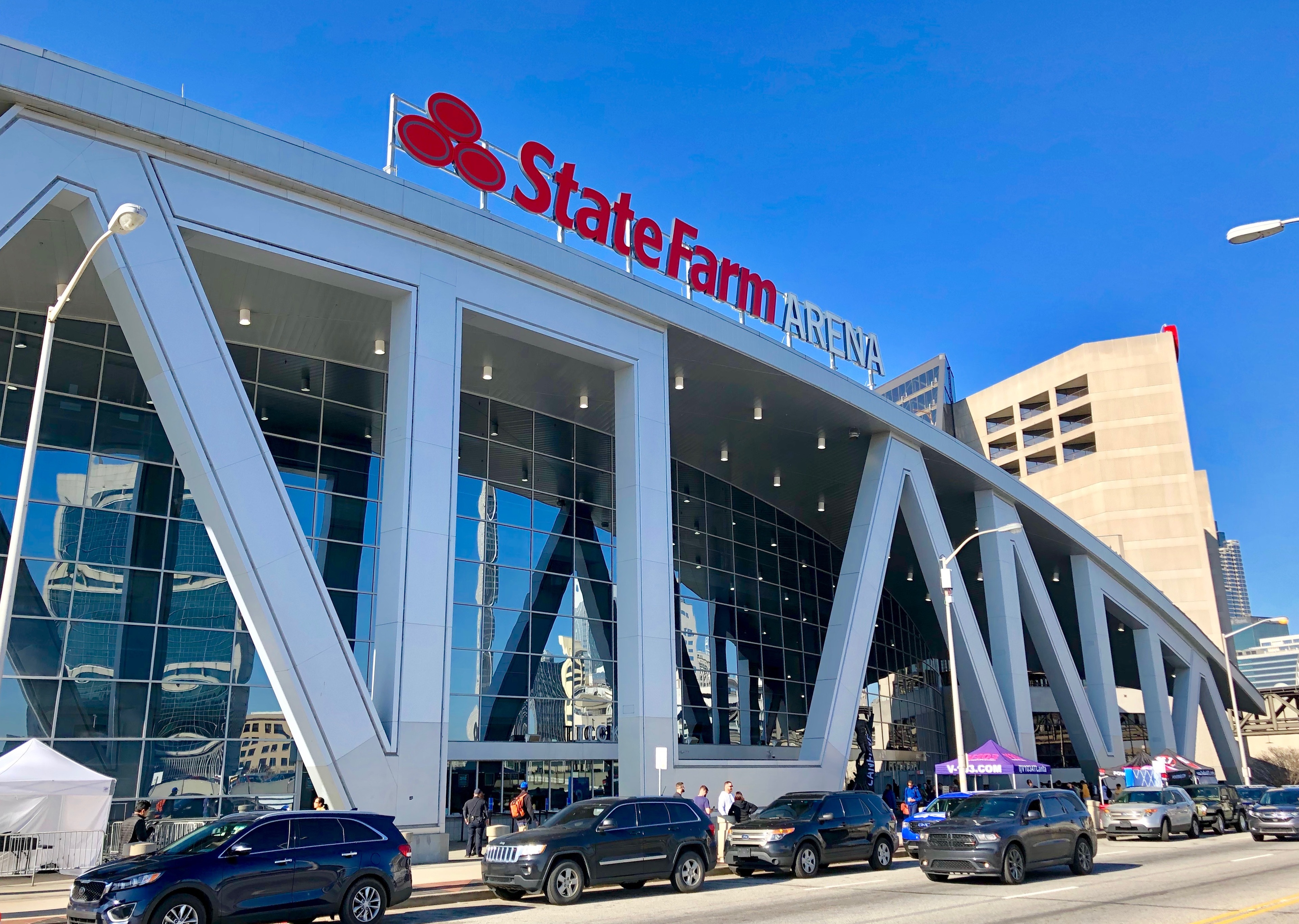 The exterior of State Farm Arena in Atlanta