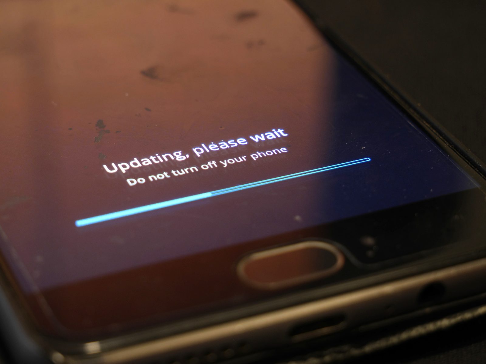 A phone installing an Android system update