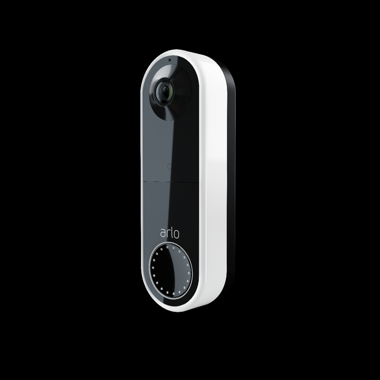 A video doorbell camera by a front door