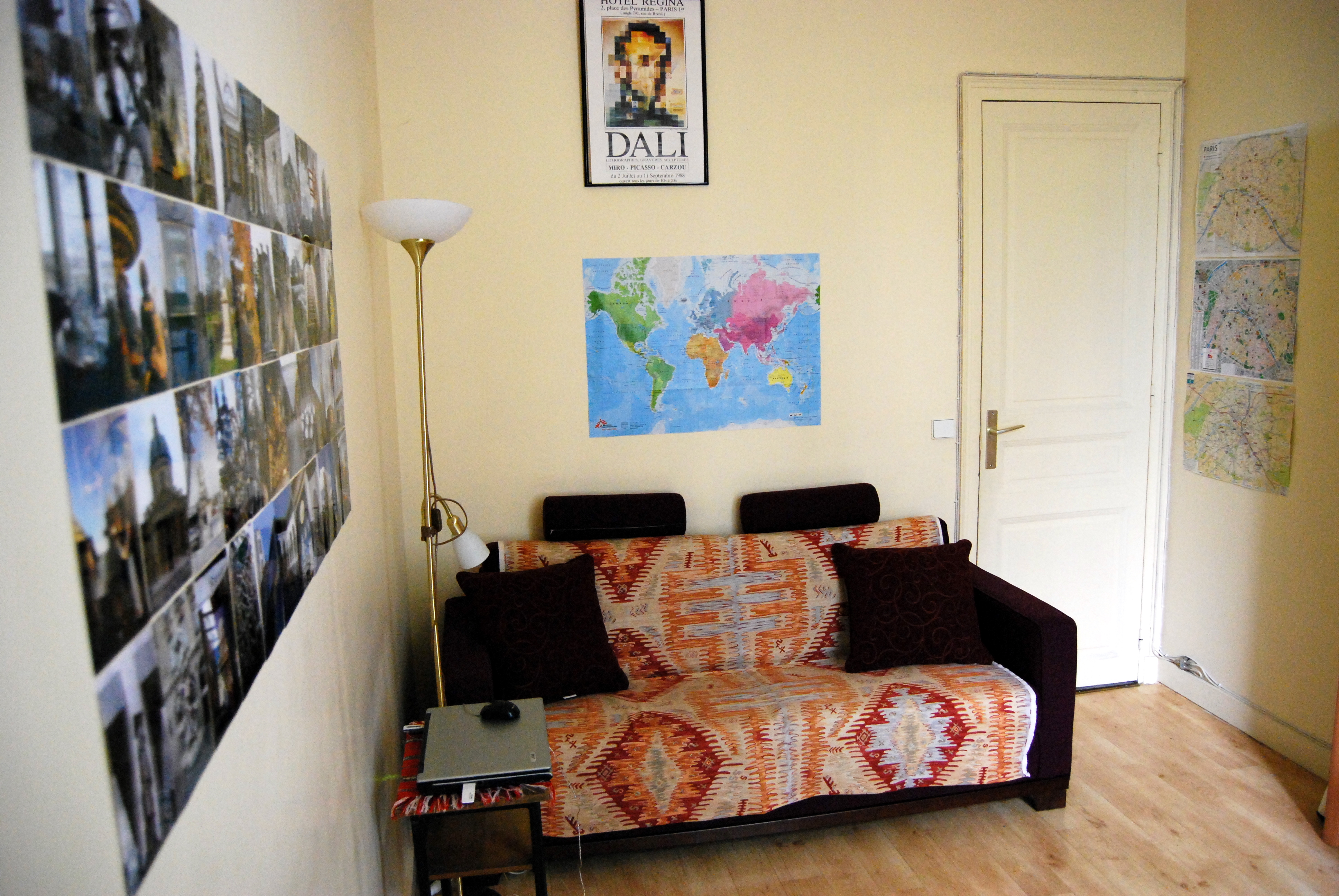 A living room with a sofa and a TV, the kind of room where a home hub sits