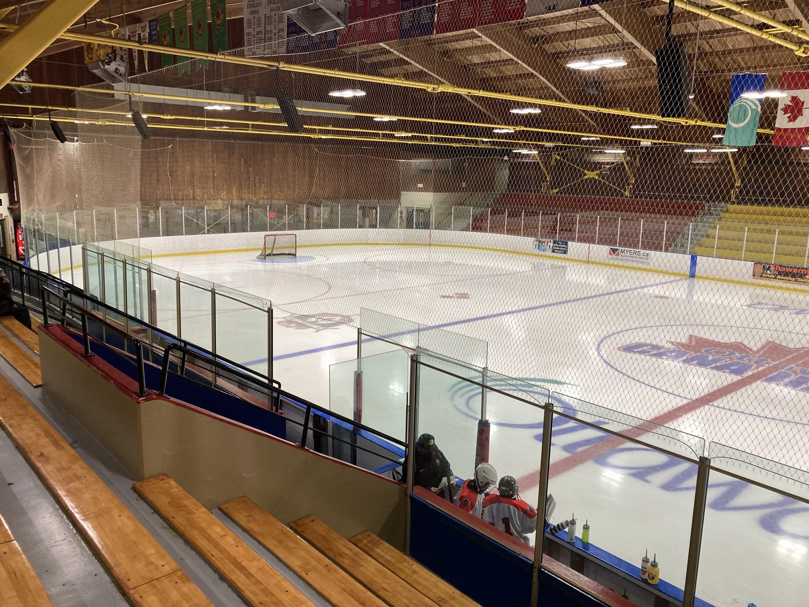 An empty ice rink before a game