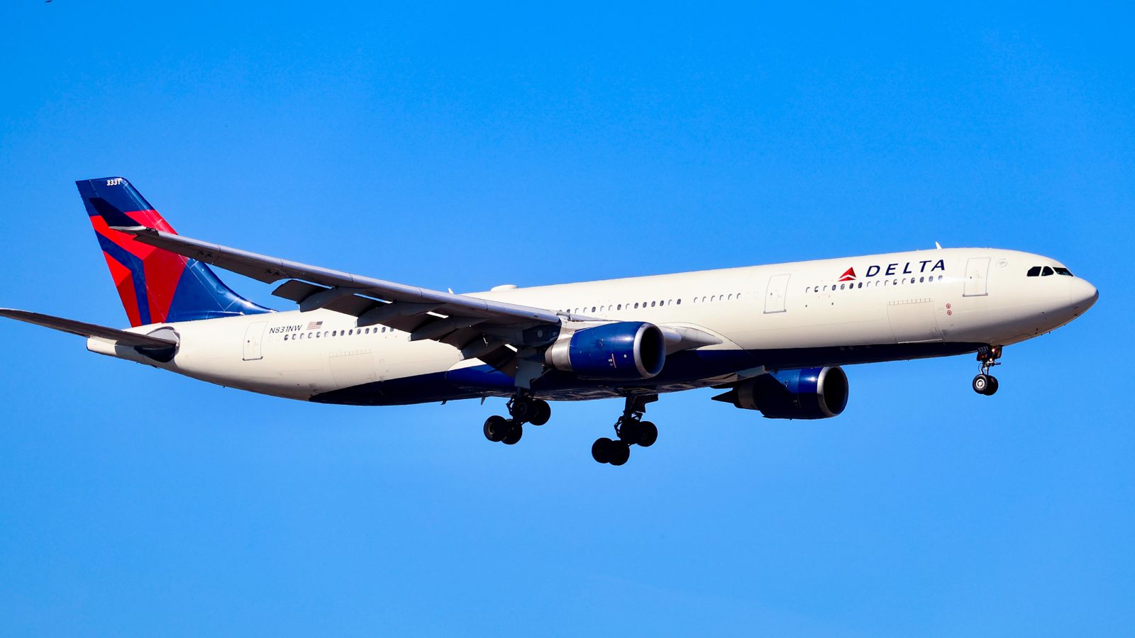 A Delta Air Lines Airbus A330 approaching an airport