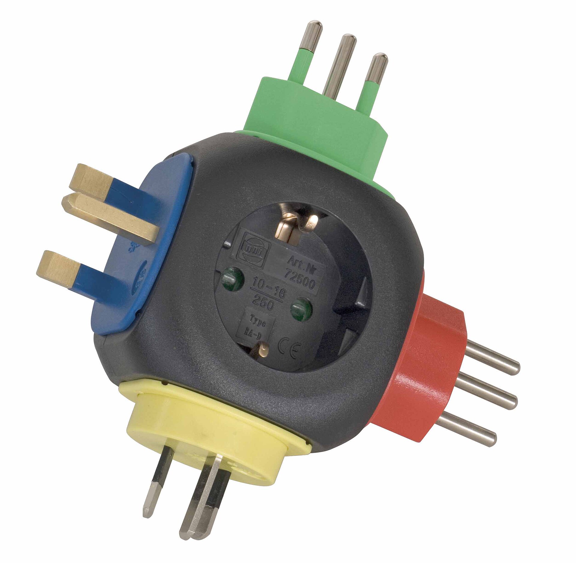 A universal travel adapter with several plug options