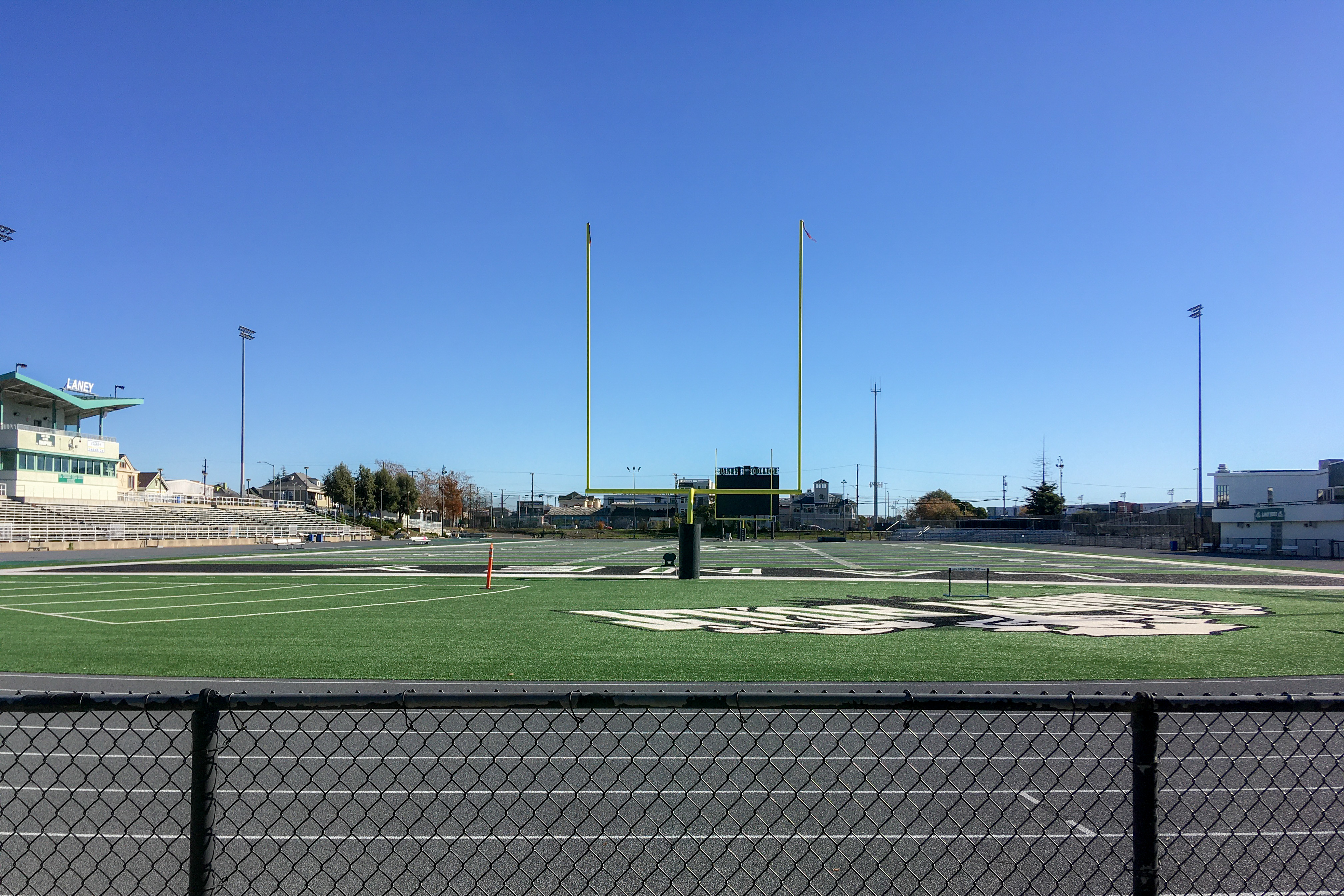 A college football stadium from the stands