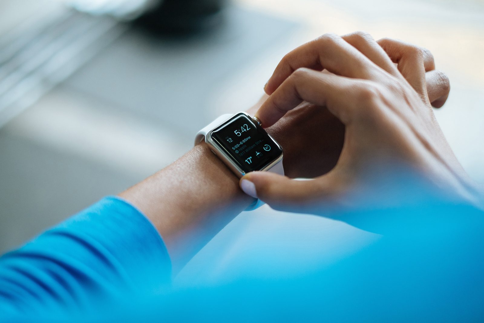 A smartwatch displaying health and activity data