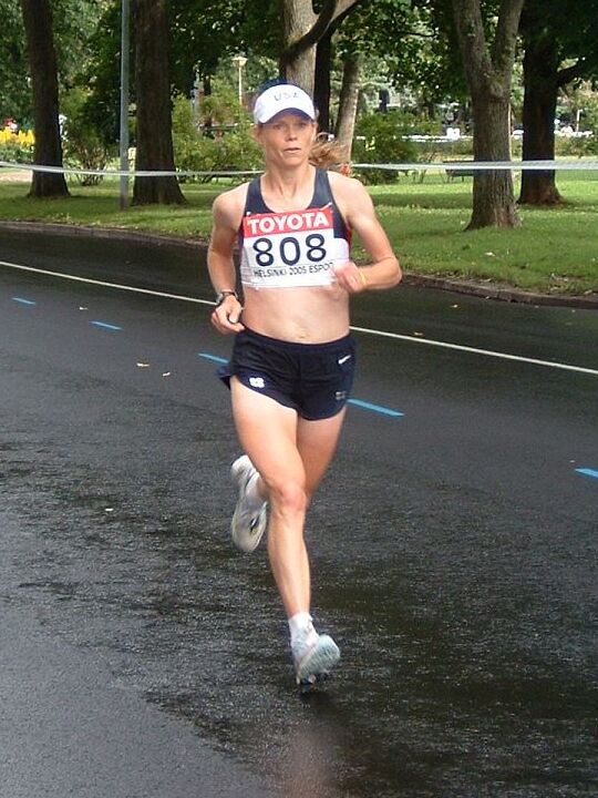A marathon runner mid-race