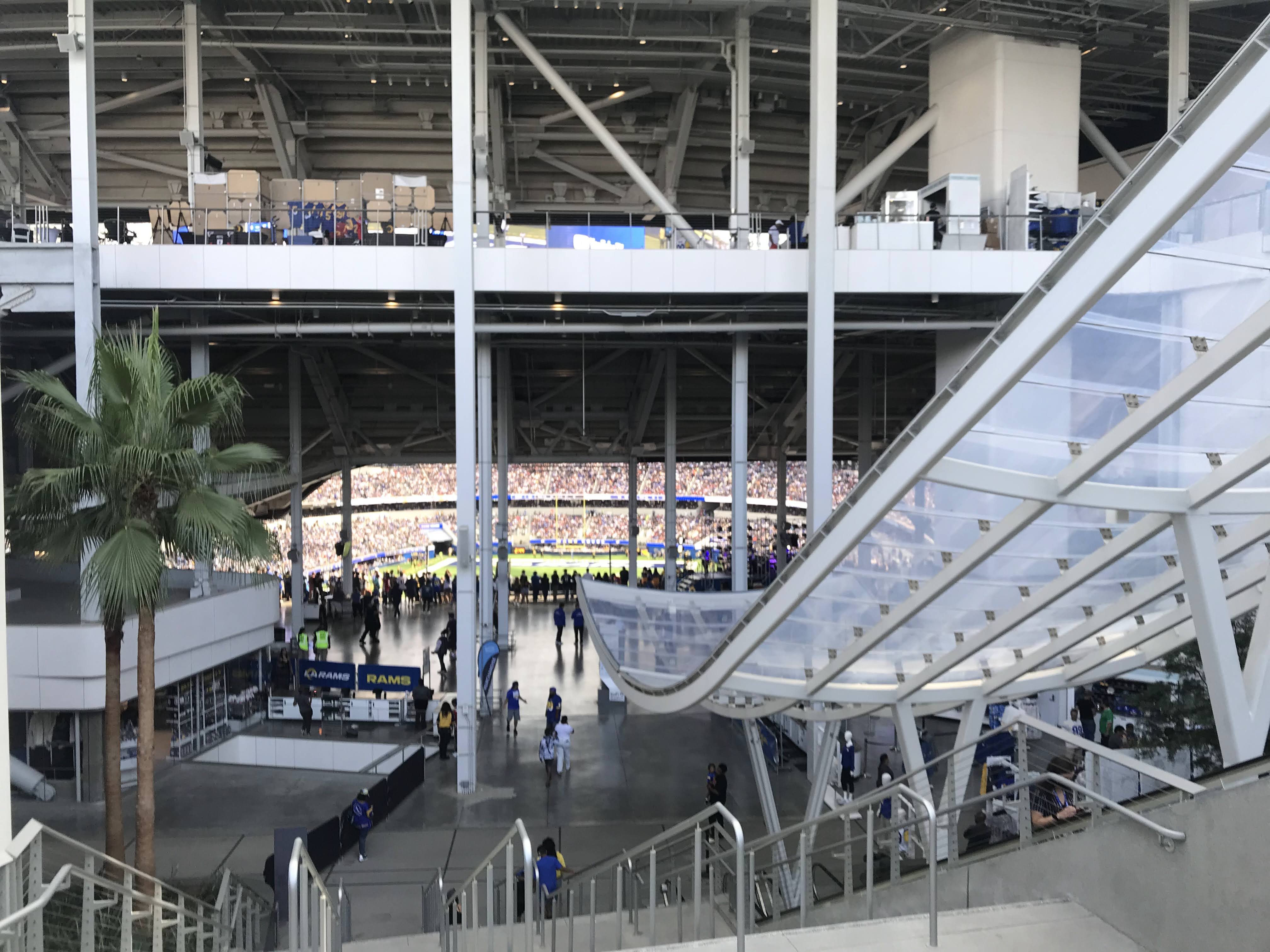 SoFi Stadium in daylight, the home of the Los Angeles Rams