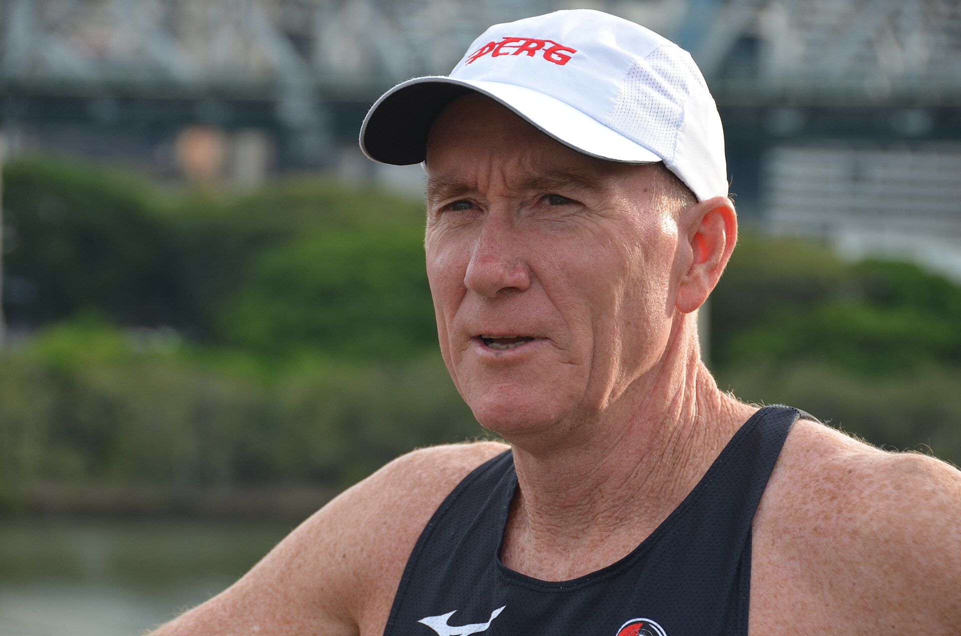 Australian marathon runner Pat Carroll in action