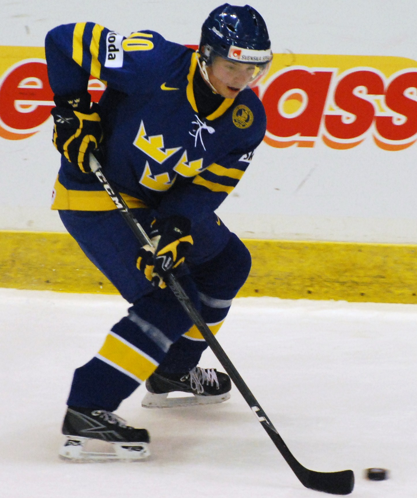 A hockey player in action on the ice