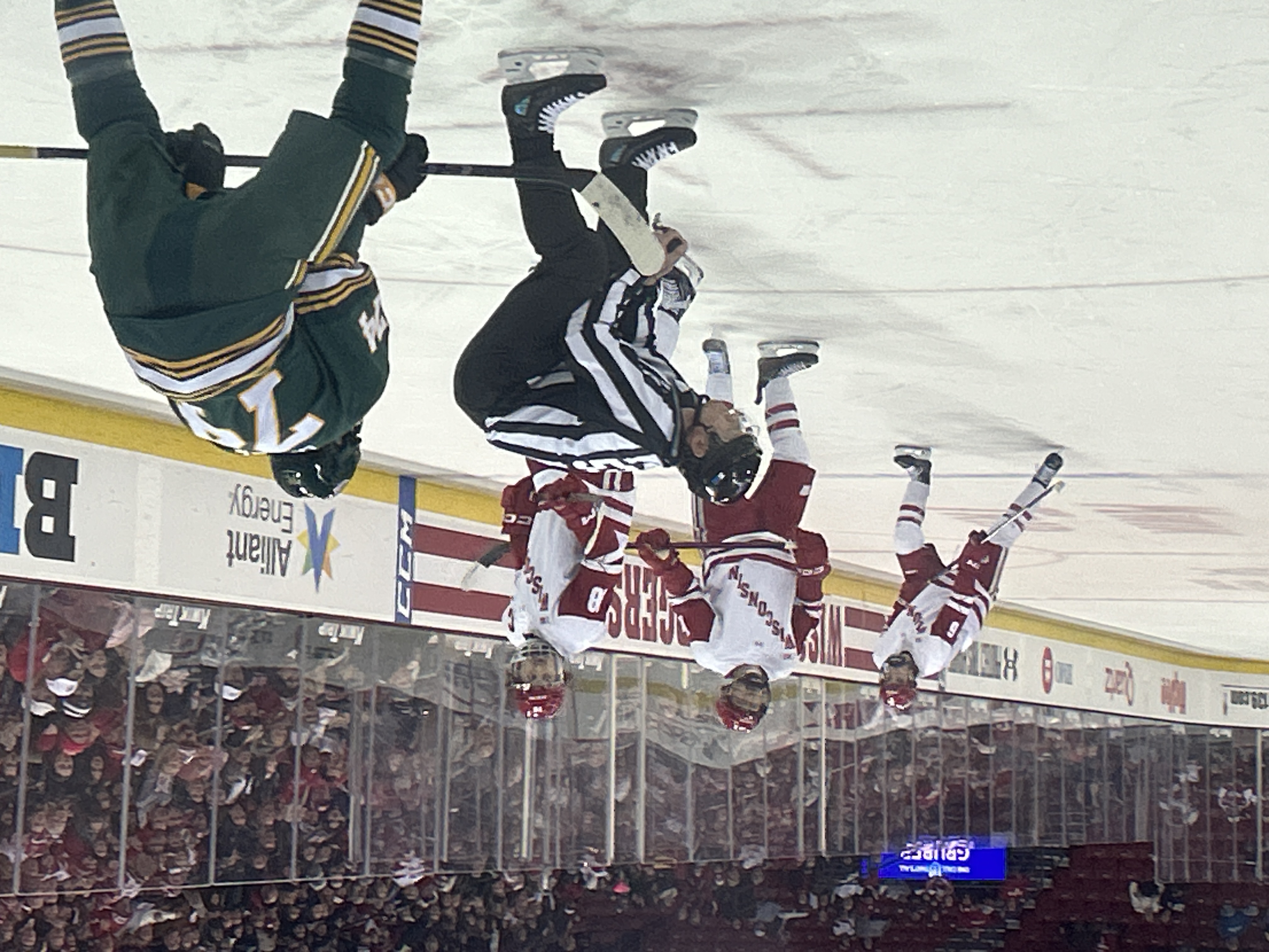 Ice hockey players in action on the rink