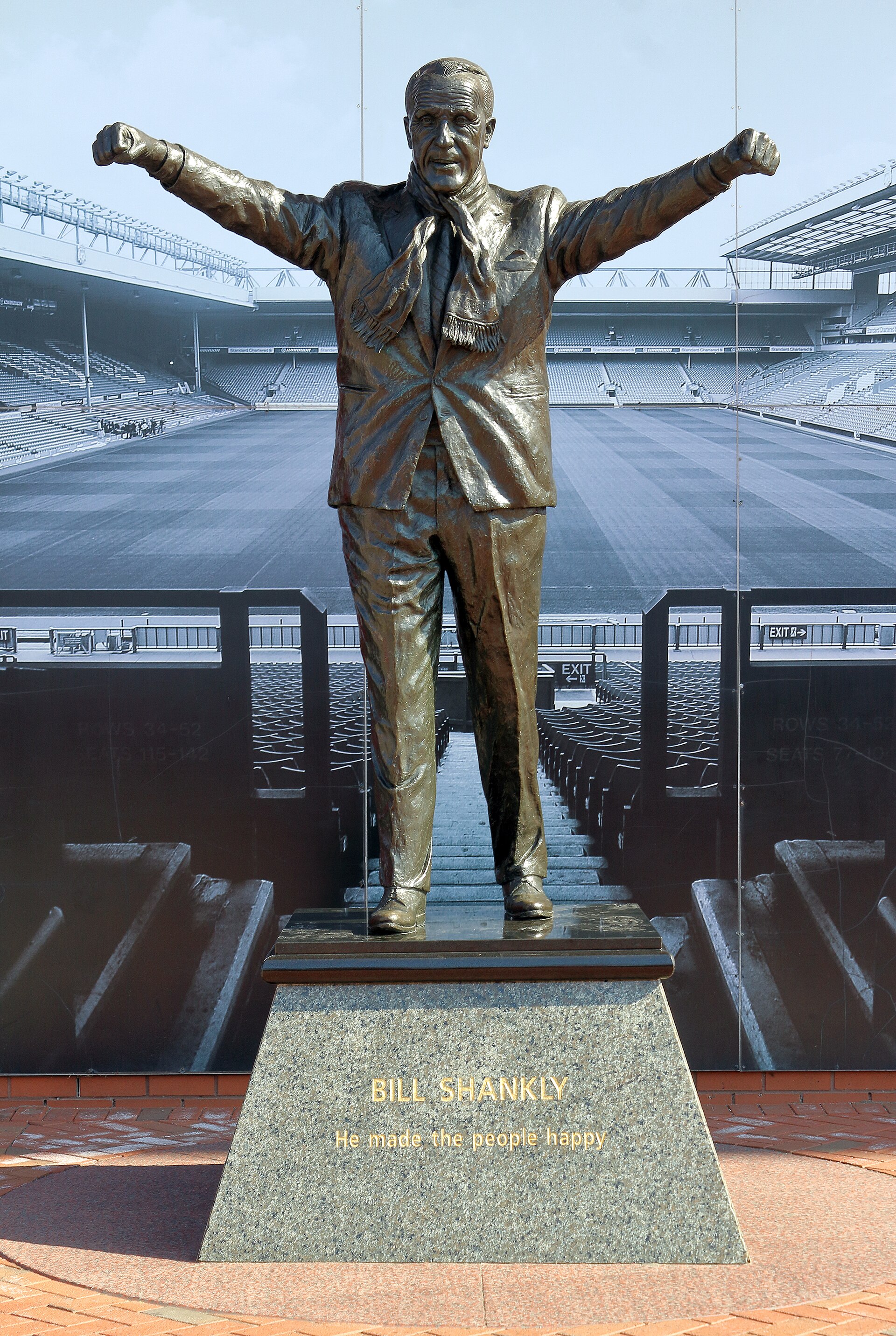 Bill Shankly statue outside Anfield in Liverpool