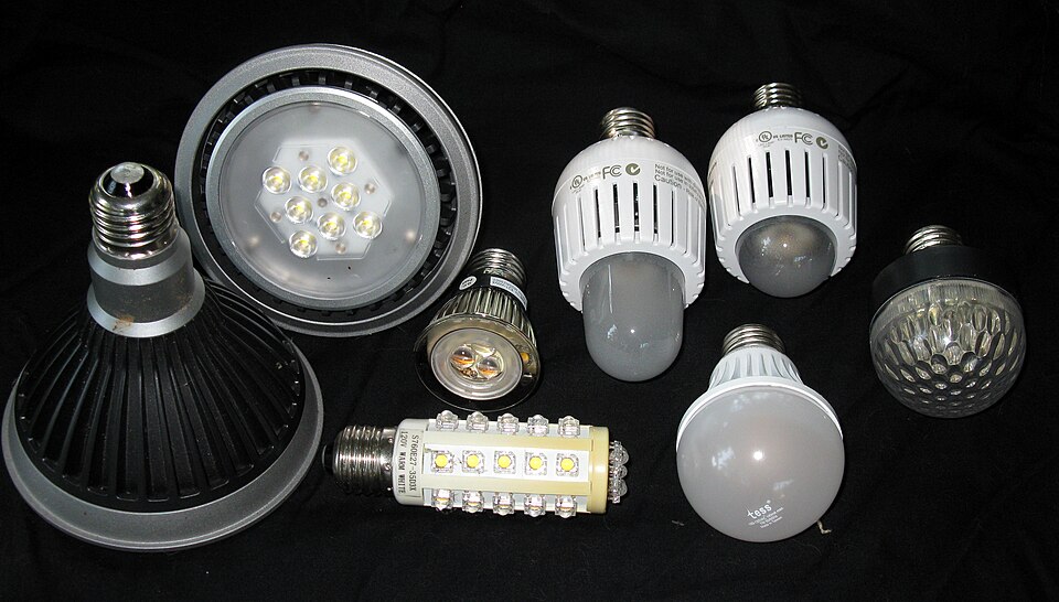 Several LED bulbs of different shapes