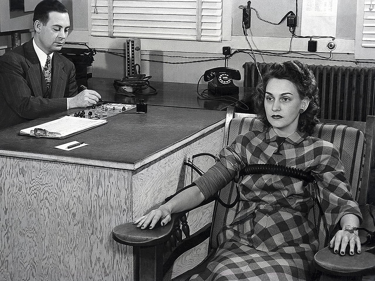A lie detector test during security screening