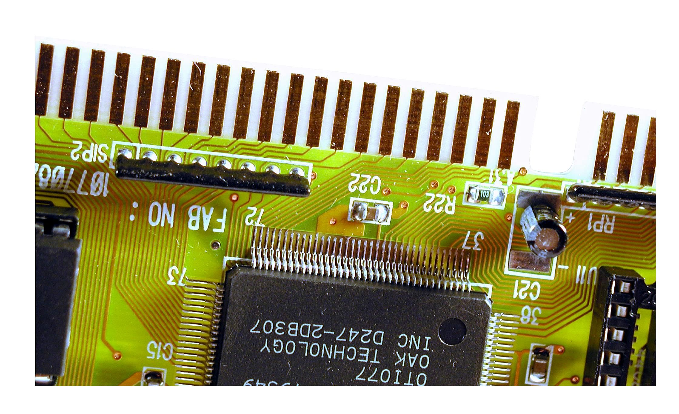 A computer chip on a circuit board