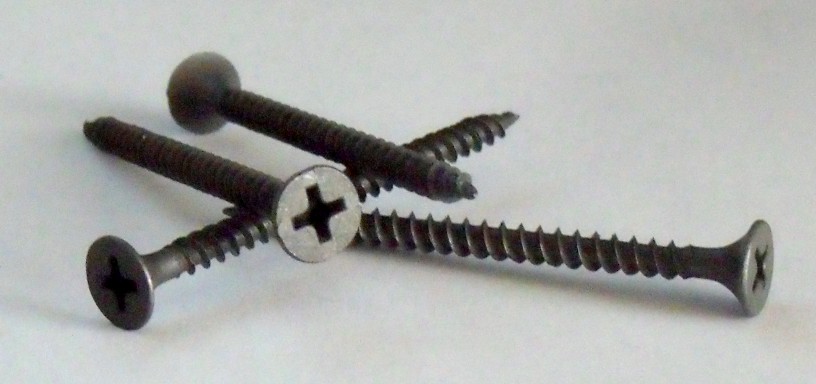 Drywall screws used to fasten panels to studs