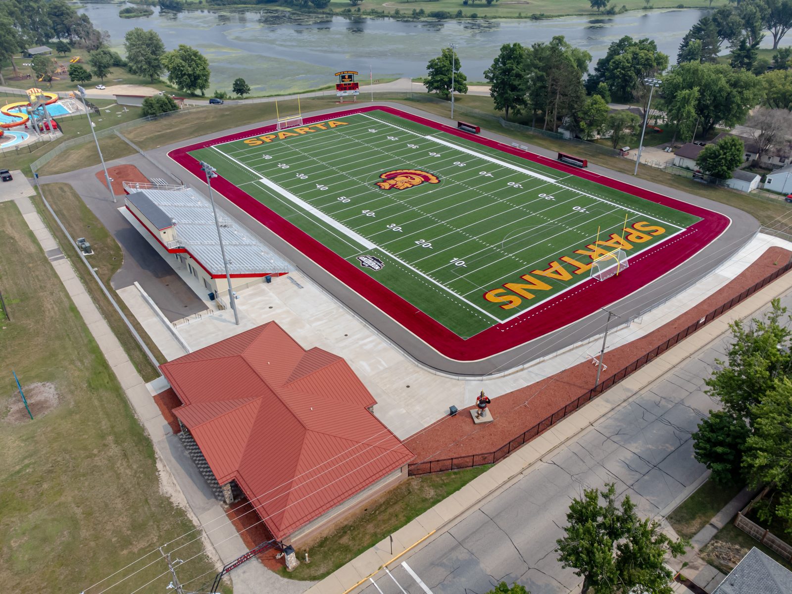 A football field seen from the stands