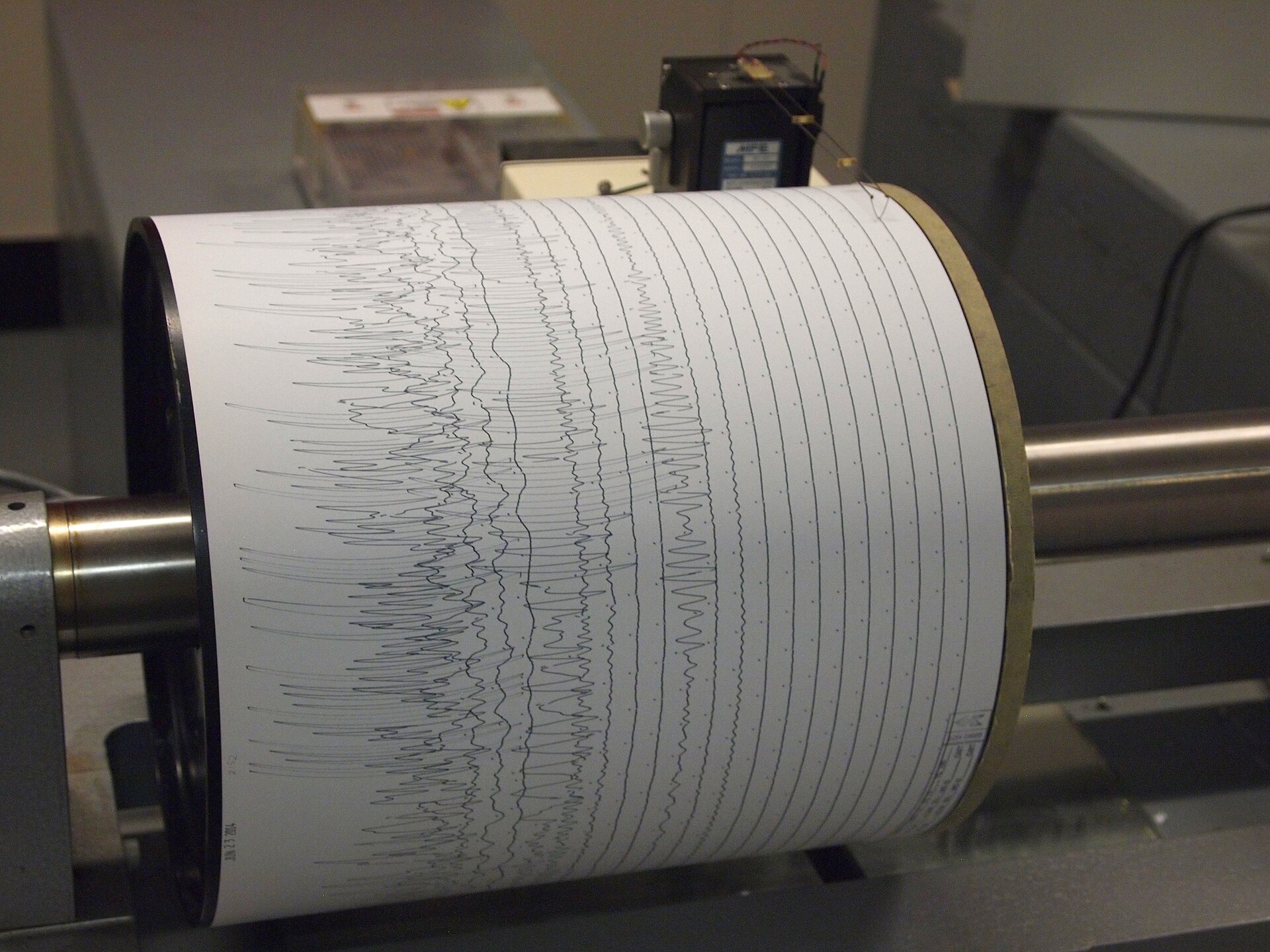 A seismogram trace showing earthquake ground motion