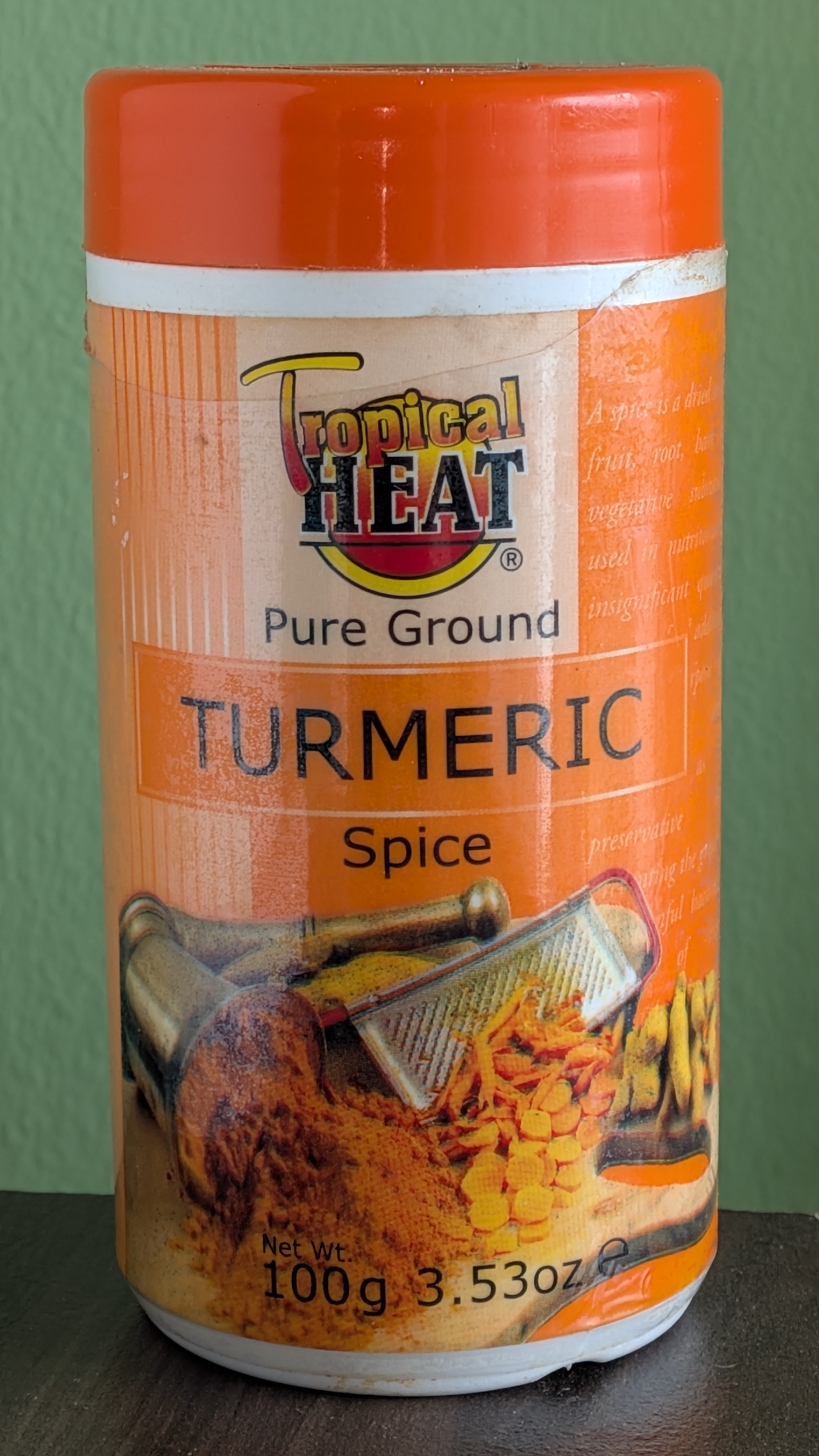 Ground turmeric spice in a packet