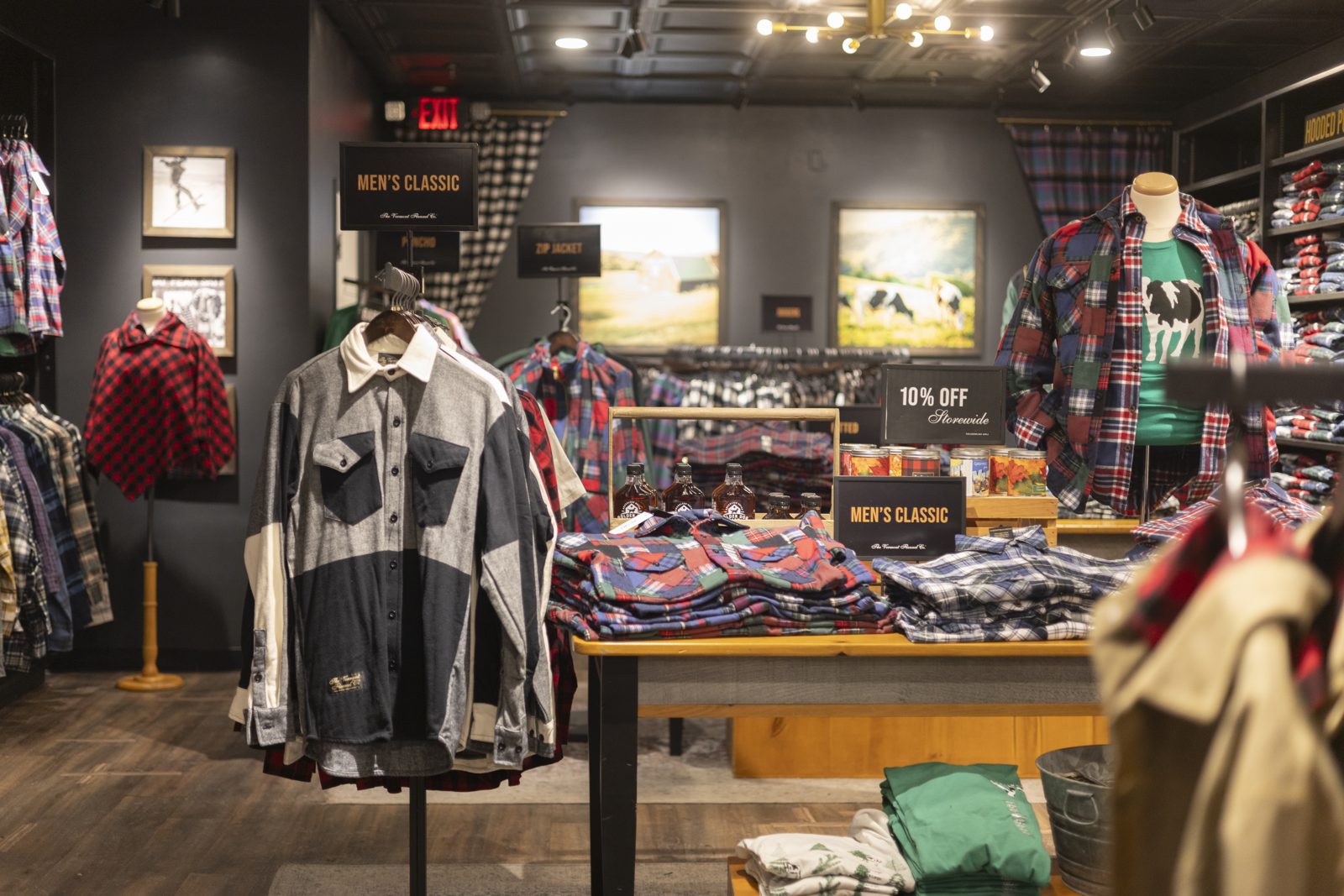 The interior of a retail clothing store
