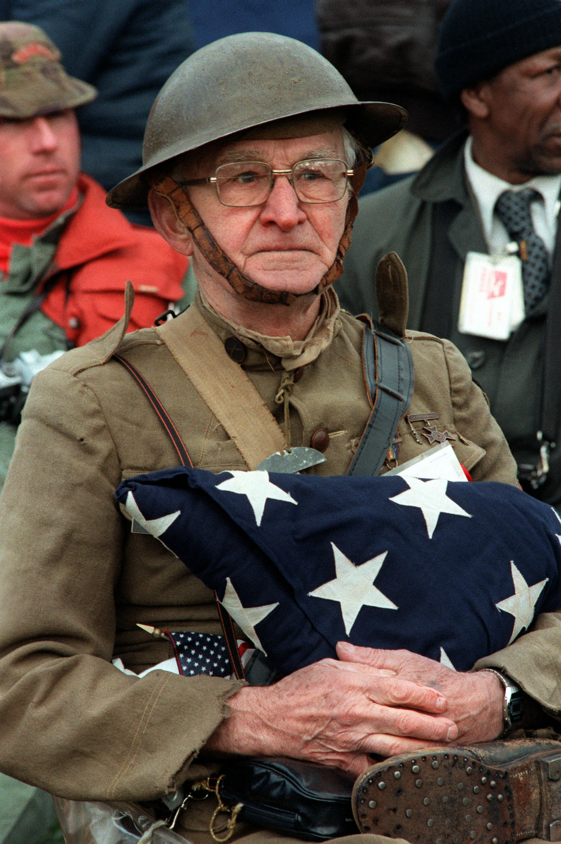 A veteran at the dedication day parade for the Vietnam Veterans Memorial in 1982