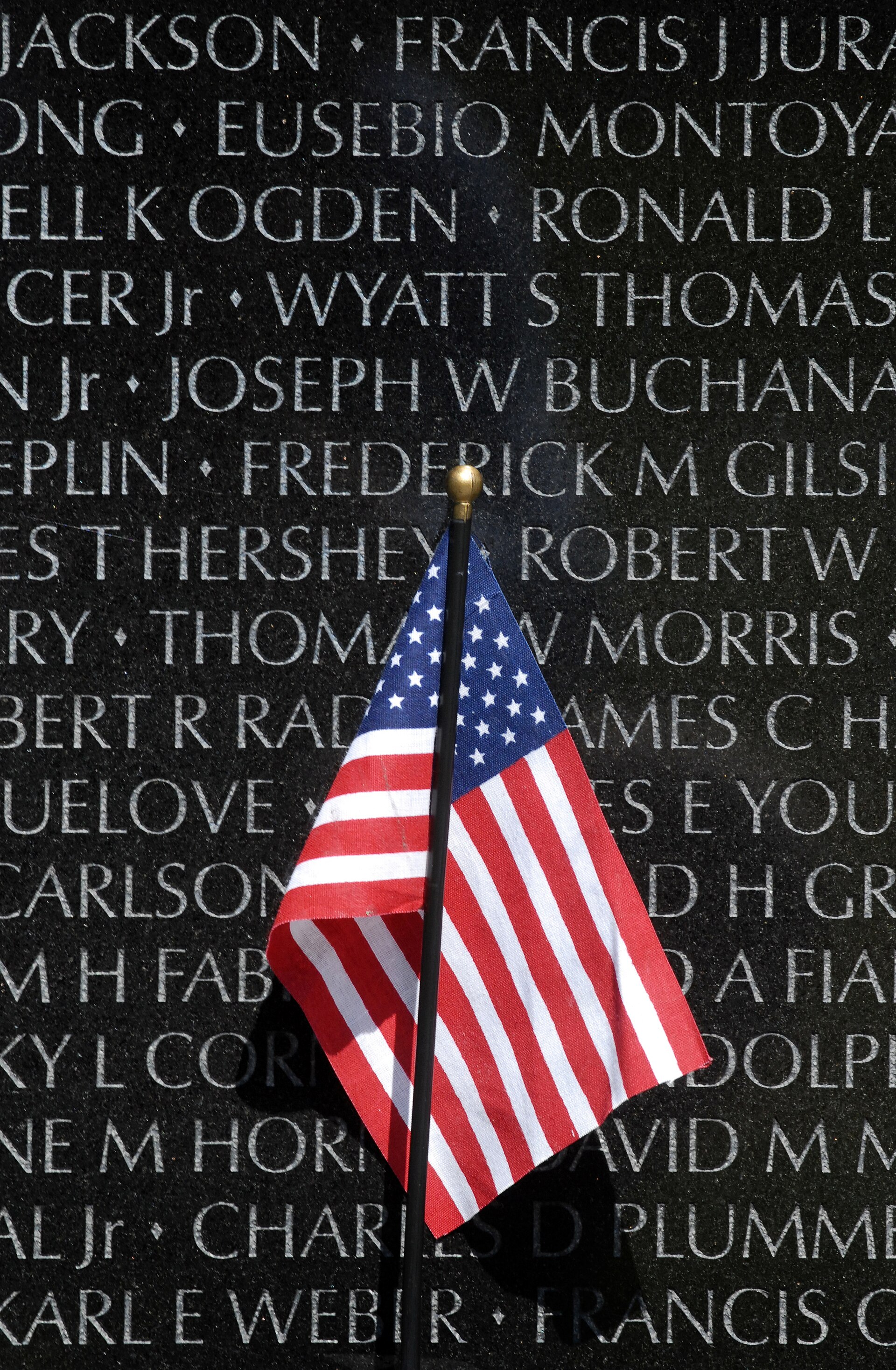 The American flag at the Vietnam Veterans Memorial
