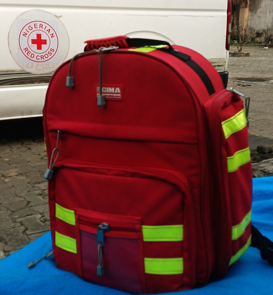 A first aid kit with dressing materials