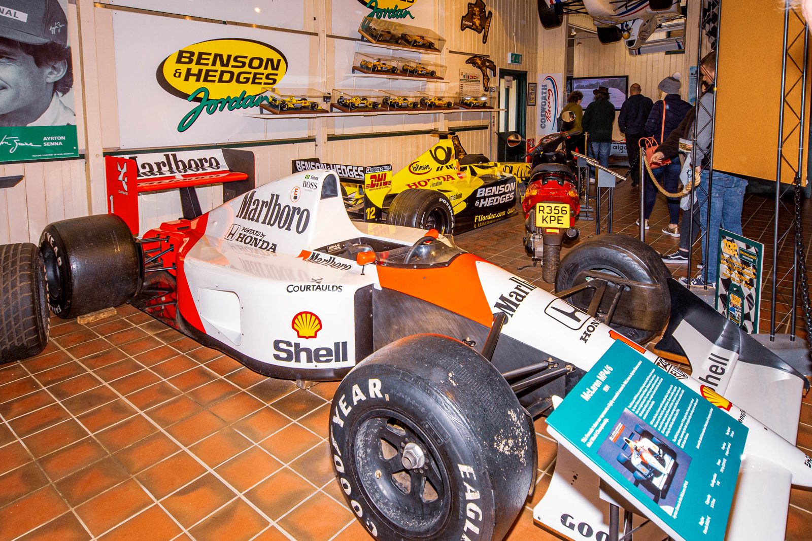 A classic McLaren Formula 1 race car on display