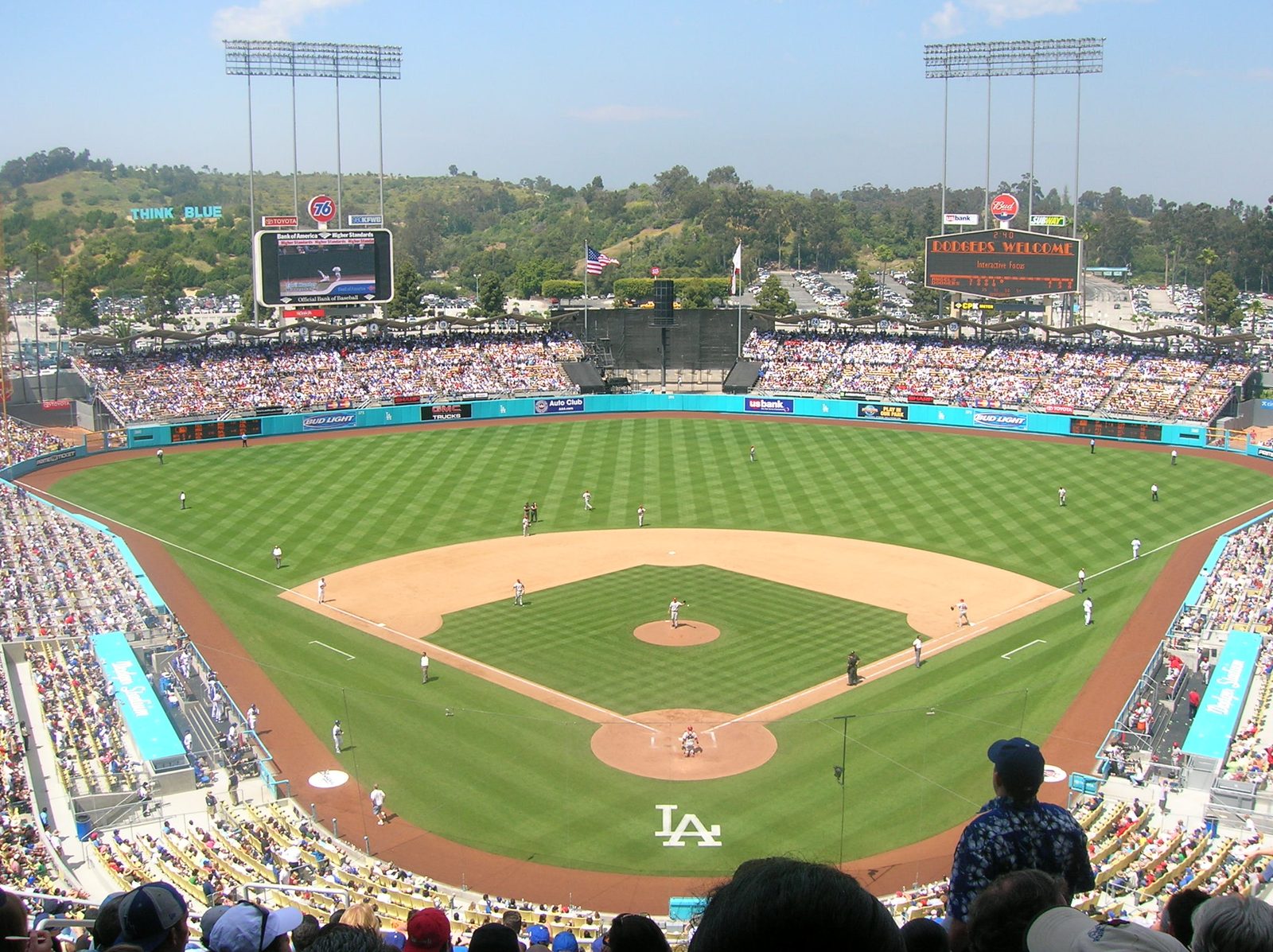Dodger Stadium viewed from the stands during a game