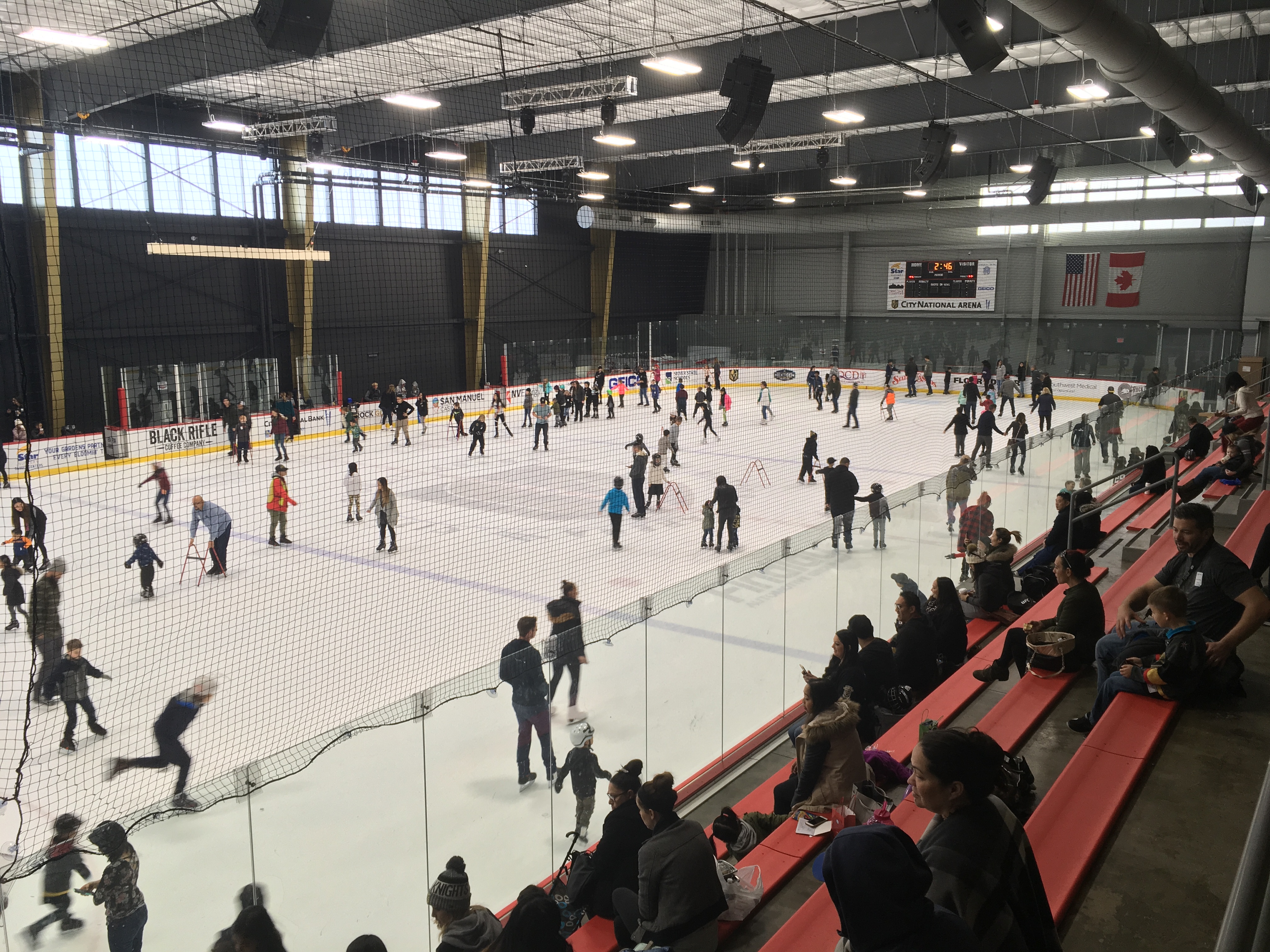 An empty ice rink waits before a game