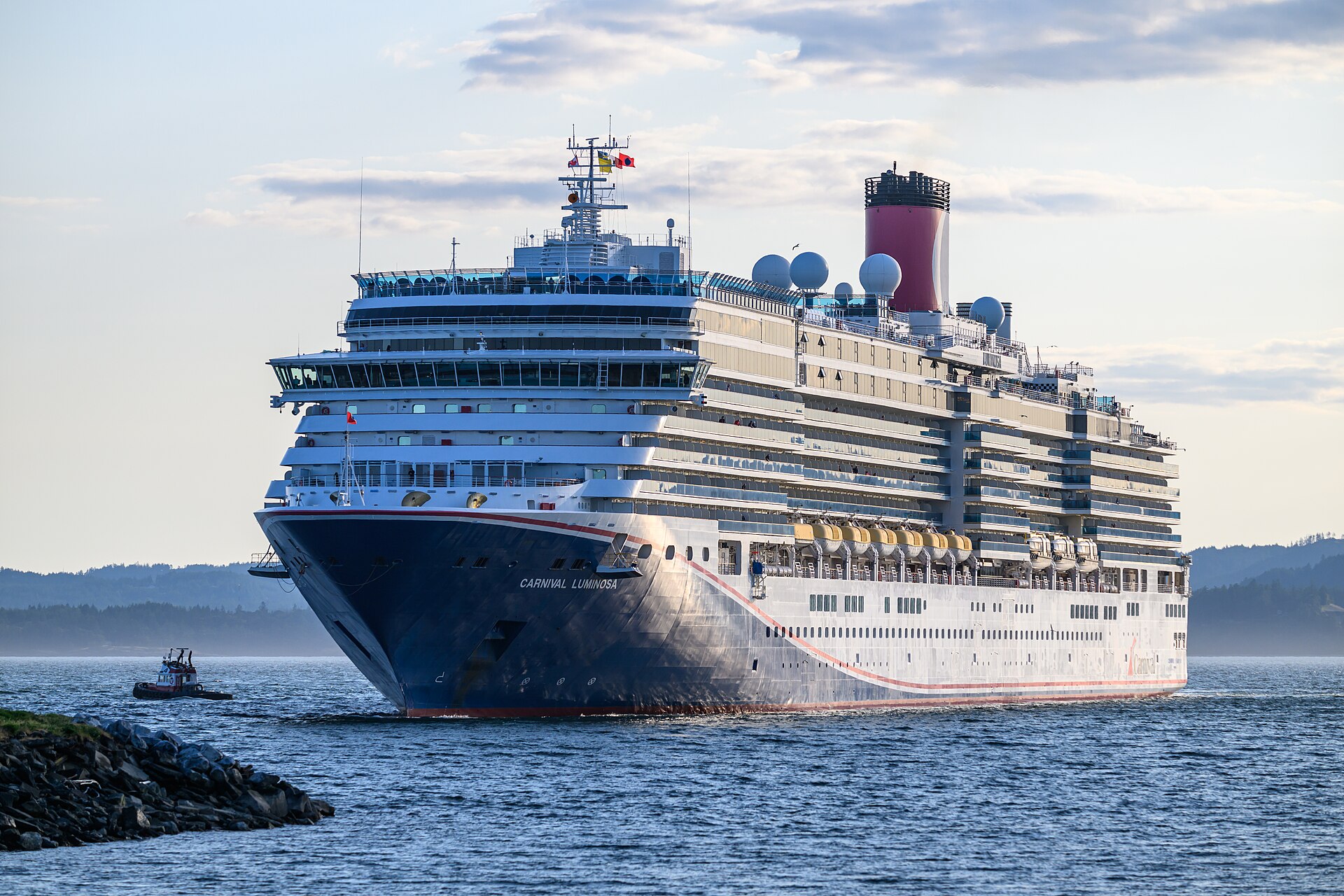 Carnival Luminosa docks at Ogden Point in British Columbia in June 2025