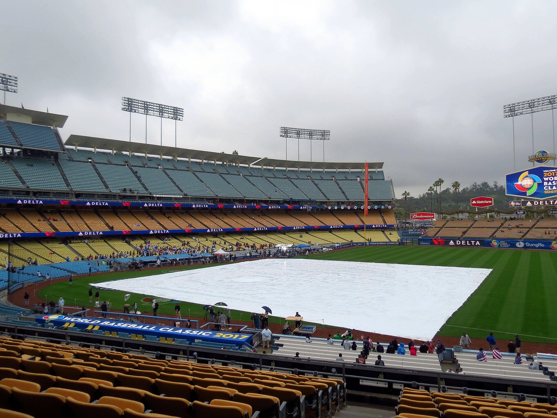 Dodger Stadium at night