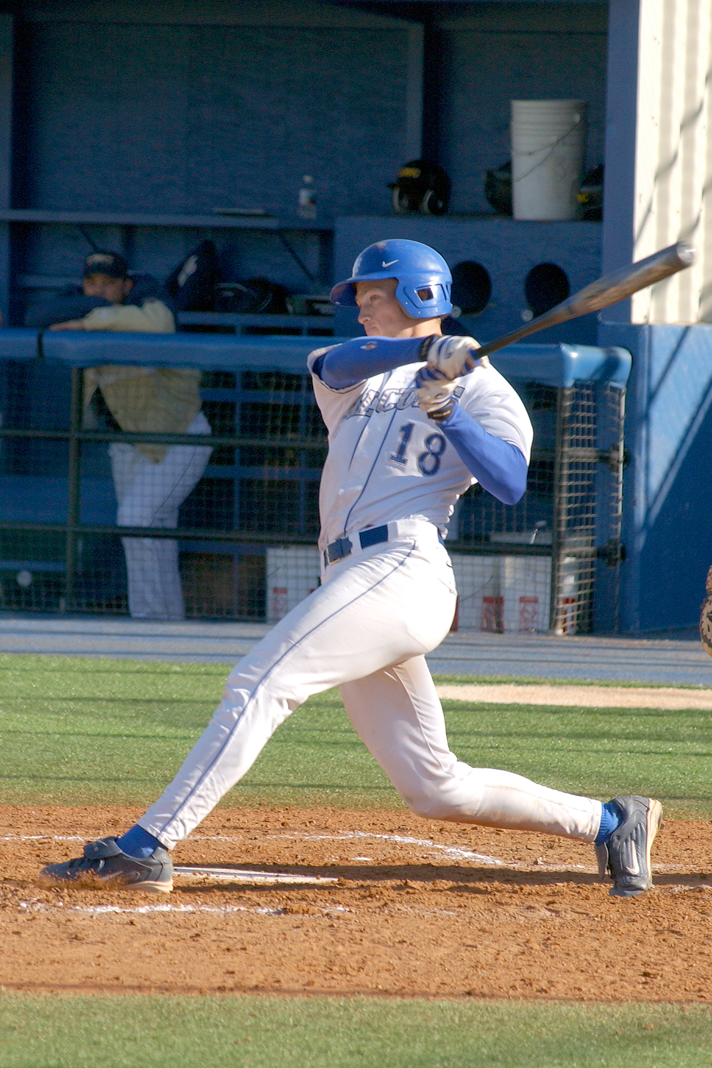 A batter swings at a pitch