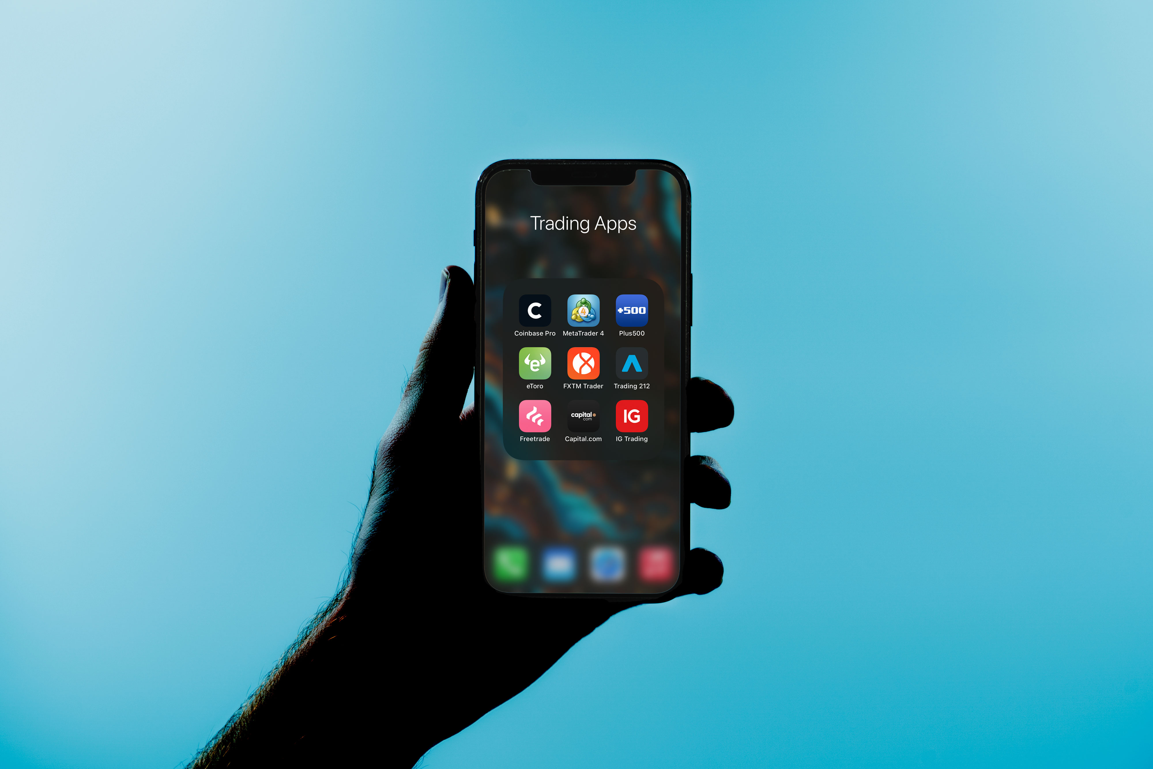 Trading apps on a phone screen