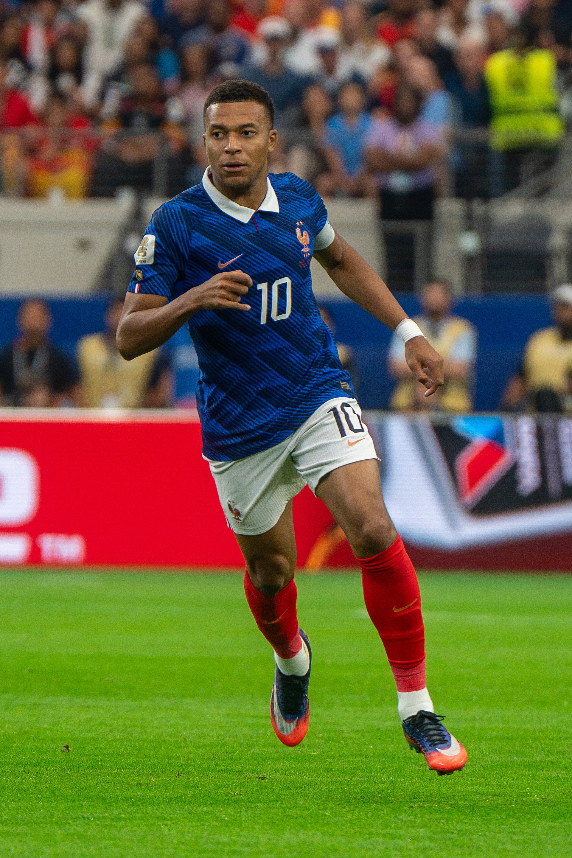 Kylian Mbappe in action for France against Spain in July 2026