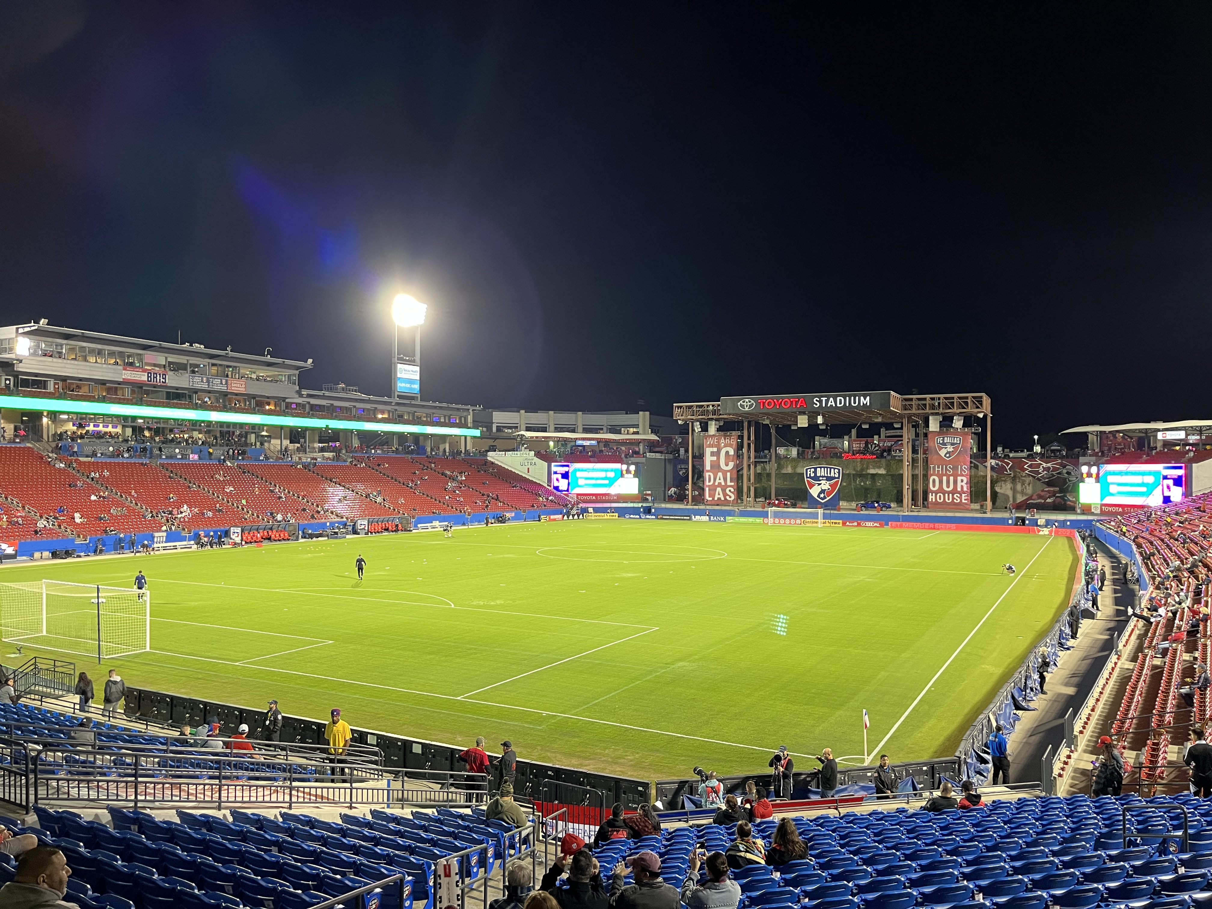 Toyota Stadium at night in Frisco, Texas