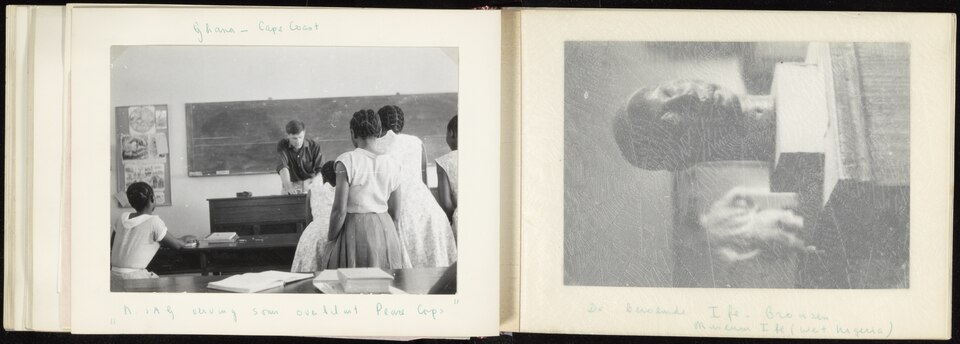 Five schoolgirls listening to a fellow student
