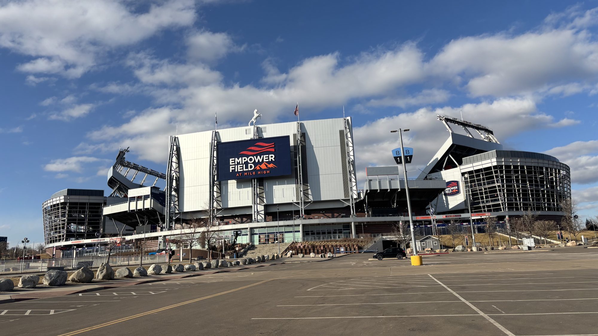 Empower Field at Mile High in Denver at night