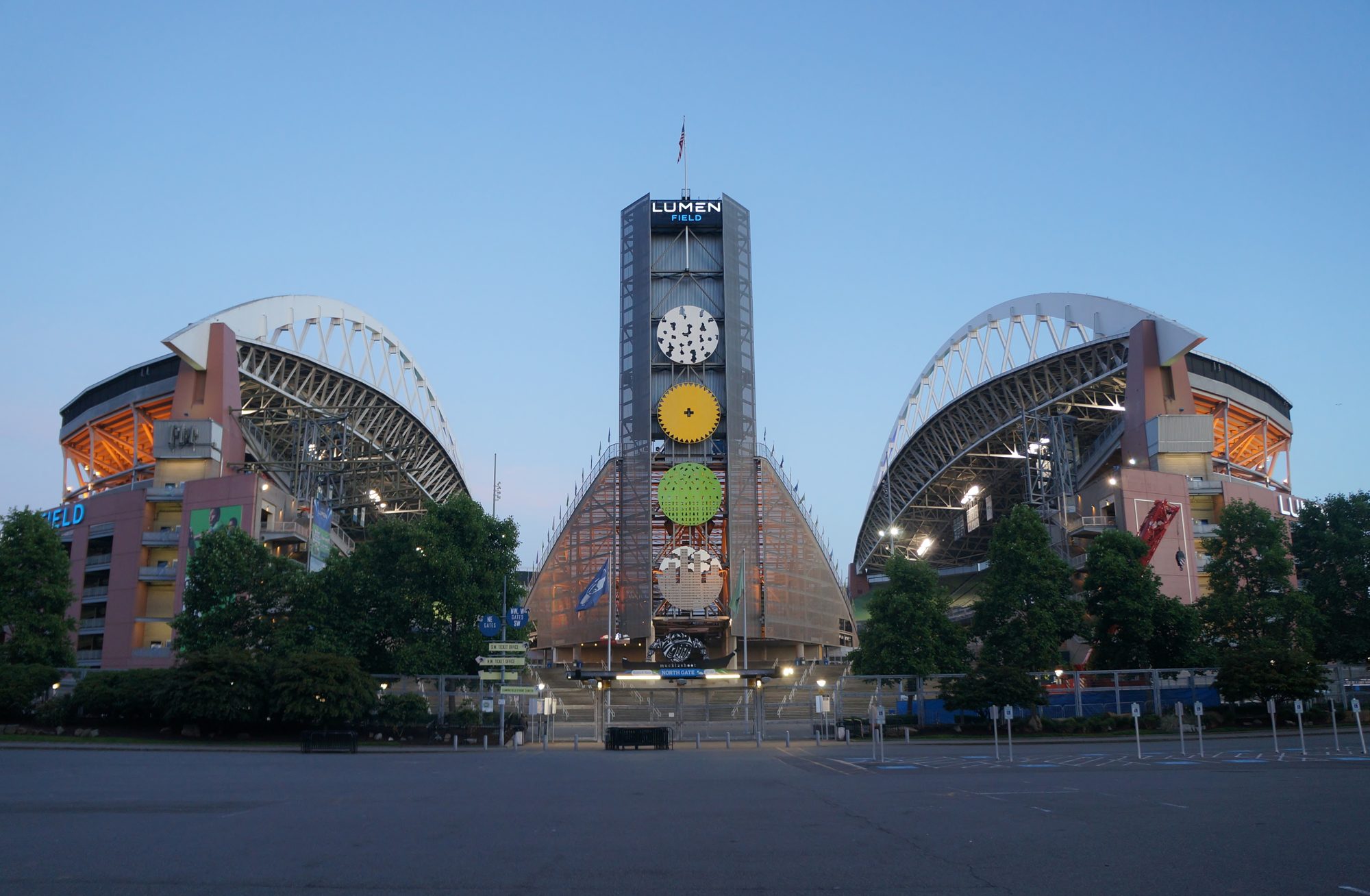 Lumen Field in Seattle at dusk