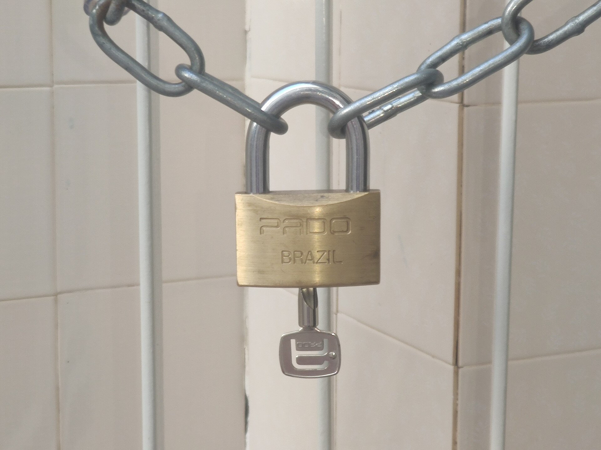 A padlock with a chain