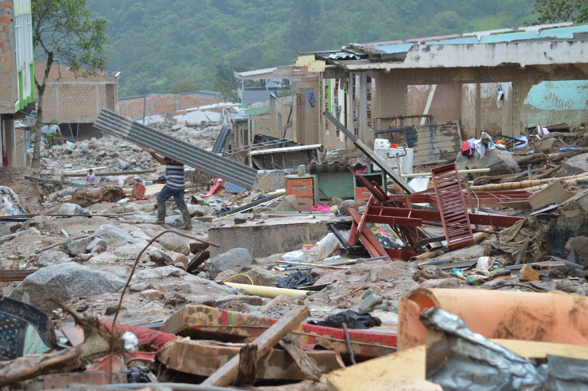 Ruined buildings after an earthquake