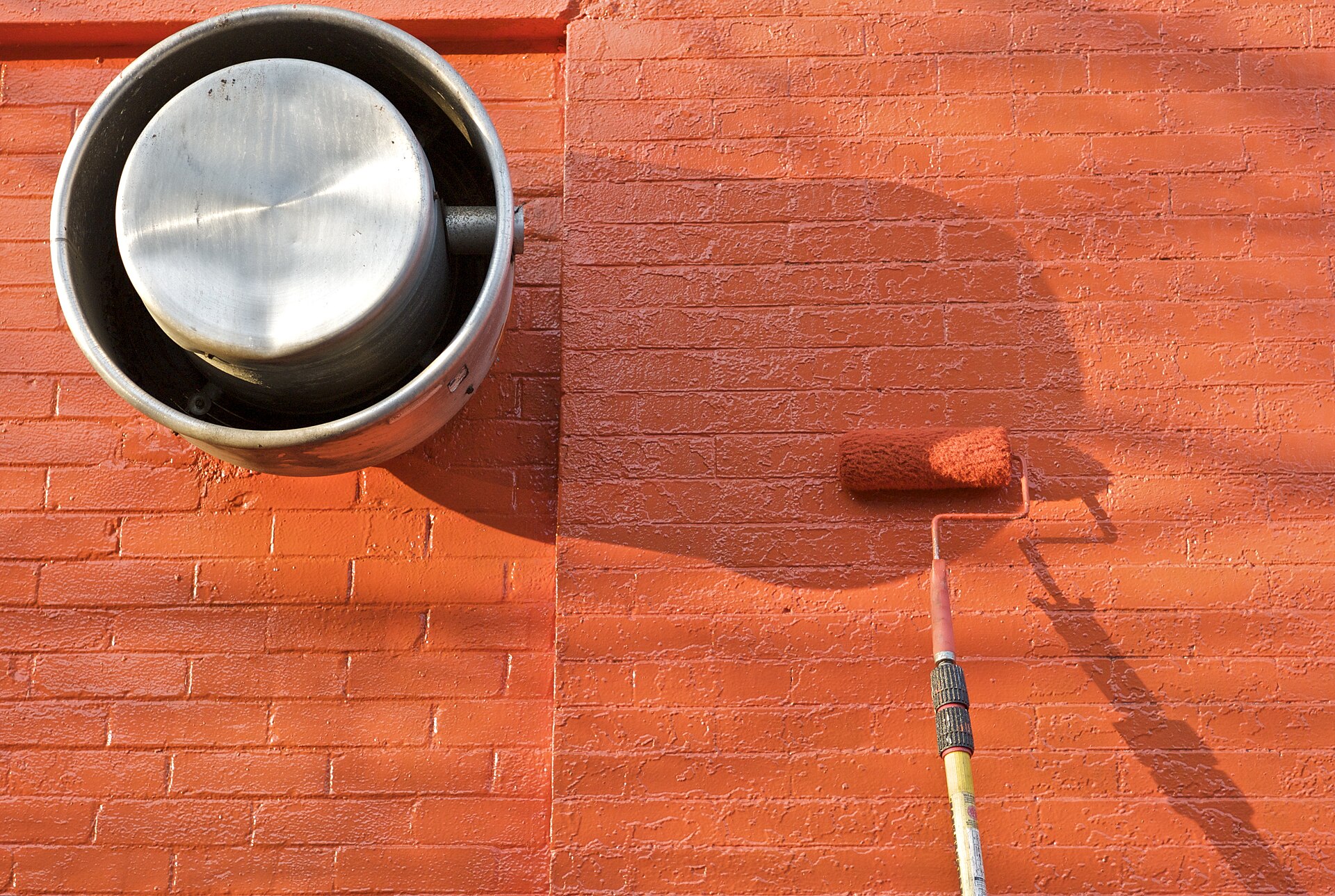 A paint roller ready for use