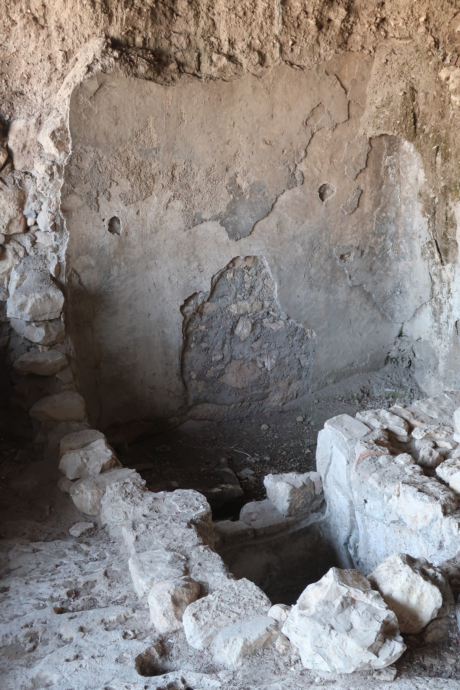 A plastered wall in the ancient City of David