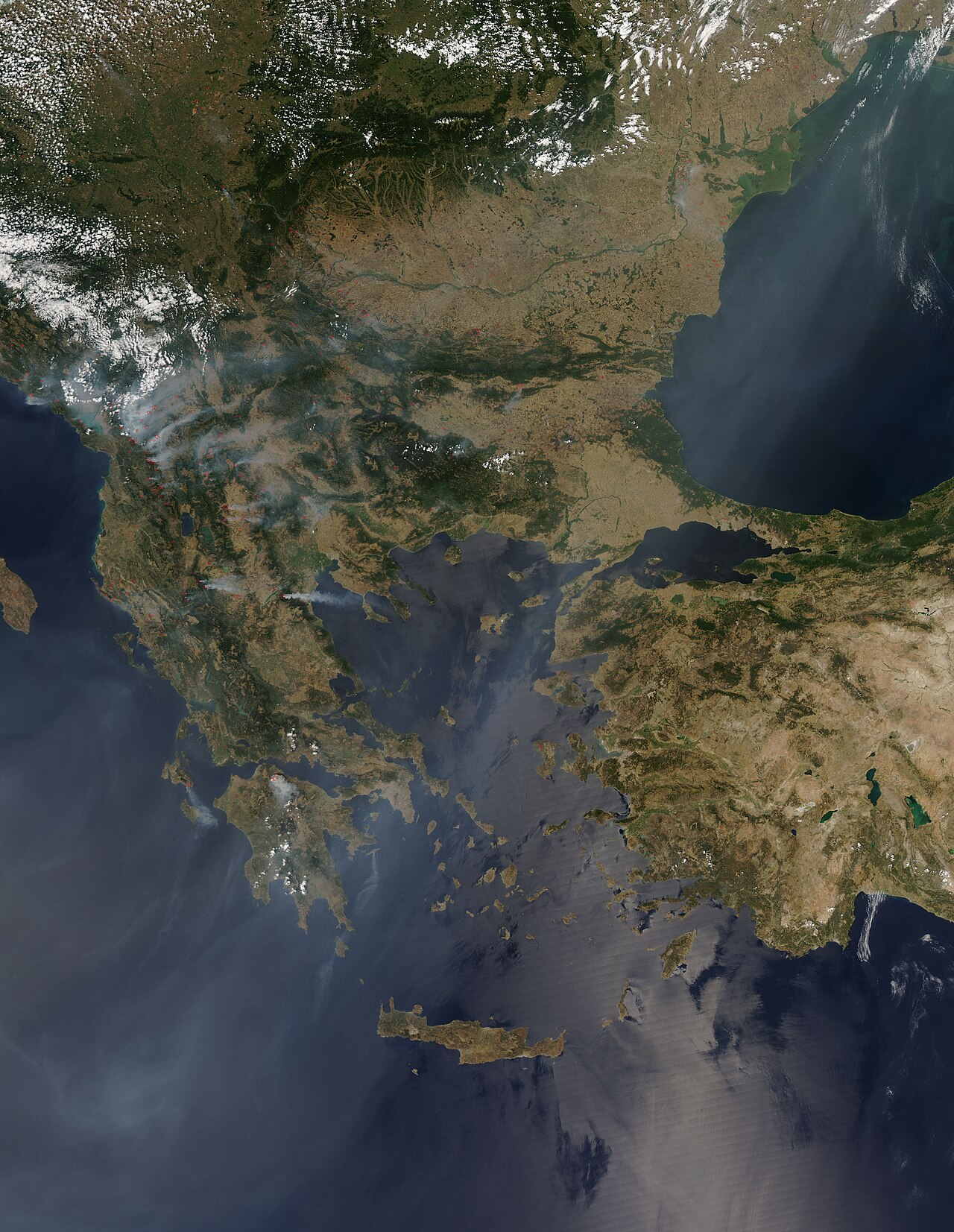 Balkan Fires, Earth from Aqua (EOS PM-1) (2007-07-25)